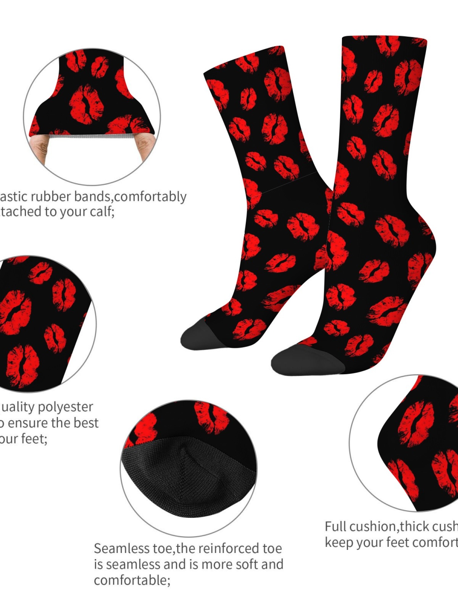 "Covered in Kisses" Men's Trunks & Socks Set | Red Lipstick Print Valentine's Bundle