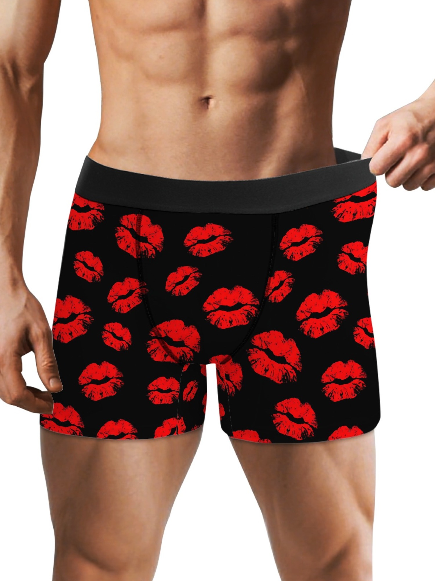 "Covered in Kisses" Men's Trunks & Socks Set | Red Lipstick Print Valentine's Bundle