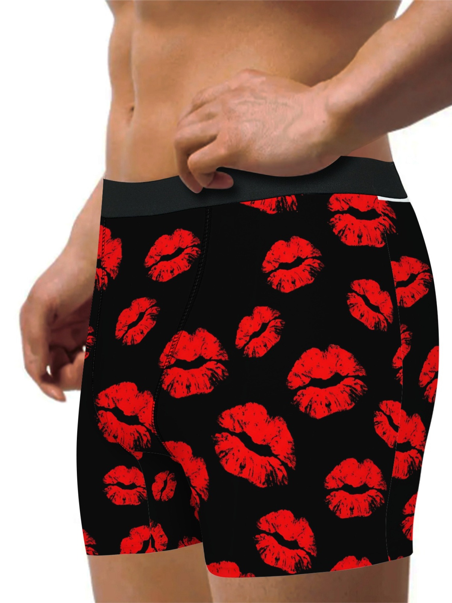 "Covered in Kisses" Men's Trunks & Socks Set | Red Lipstick Print Valentine's Bundle