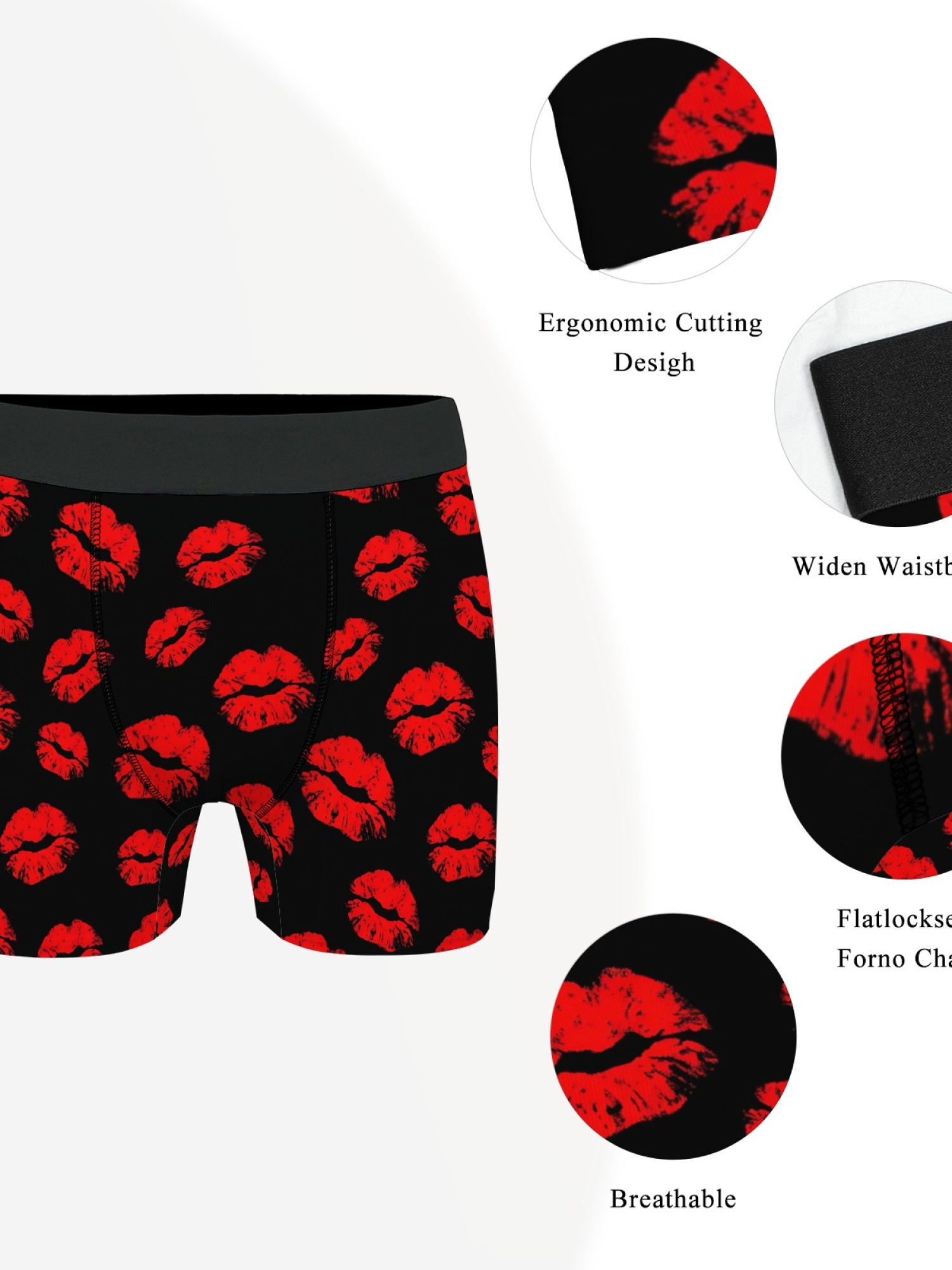 "Covered in Kisses" Men's Trunks & Socks Set | Red Lipstick Print Valentine's Bundle