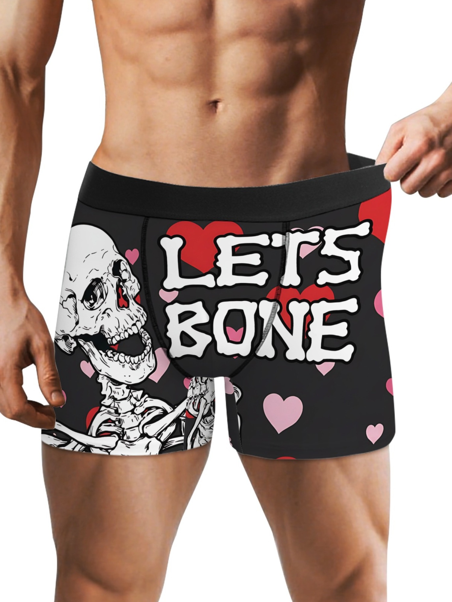 "Let's Bone" Skeleton Men's Boxer Briefs & Socks Set | Funny Naughty Valentine's Gift Bundle