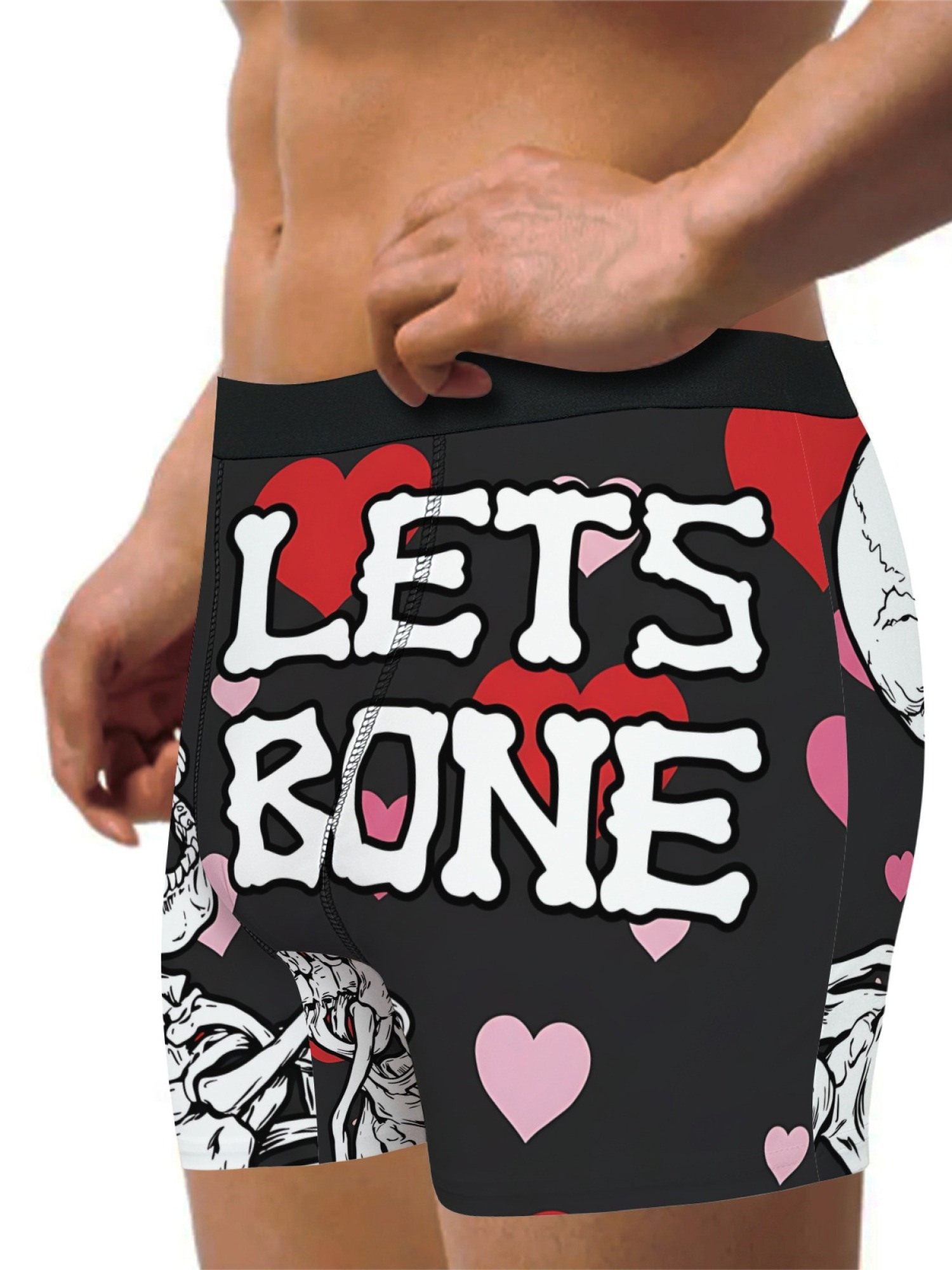"Let's Bone" Skeleton Men's Boxer Briefs & Socks Set | Funny Naughty Valentine's Gift Bundle