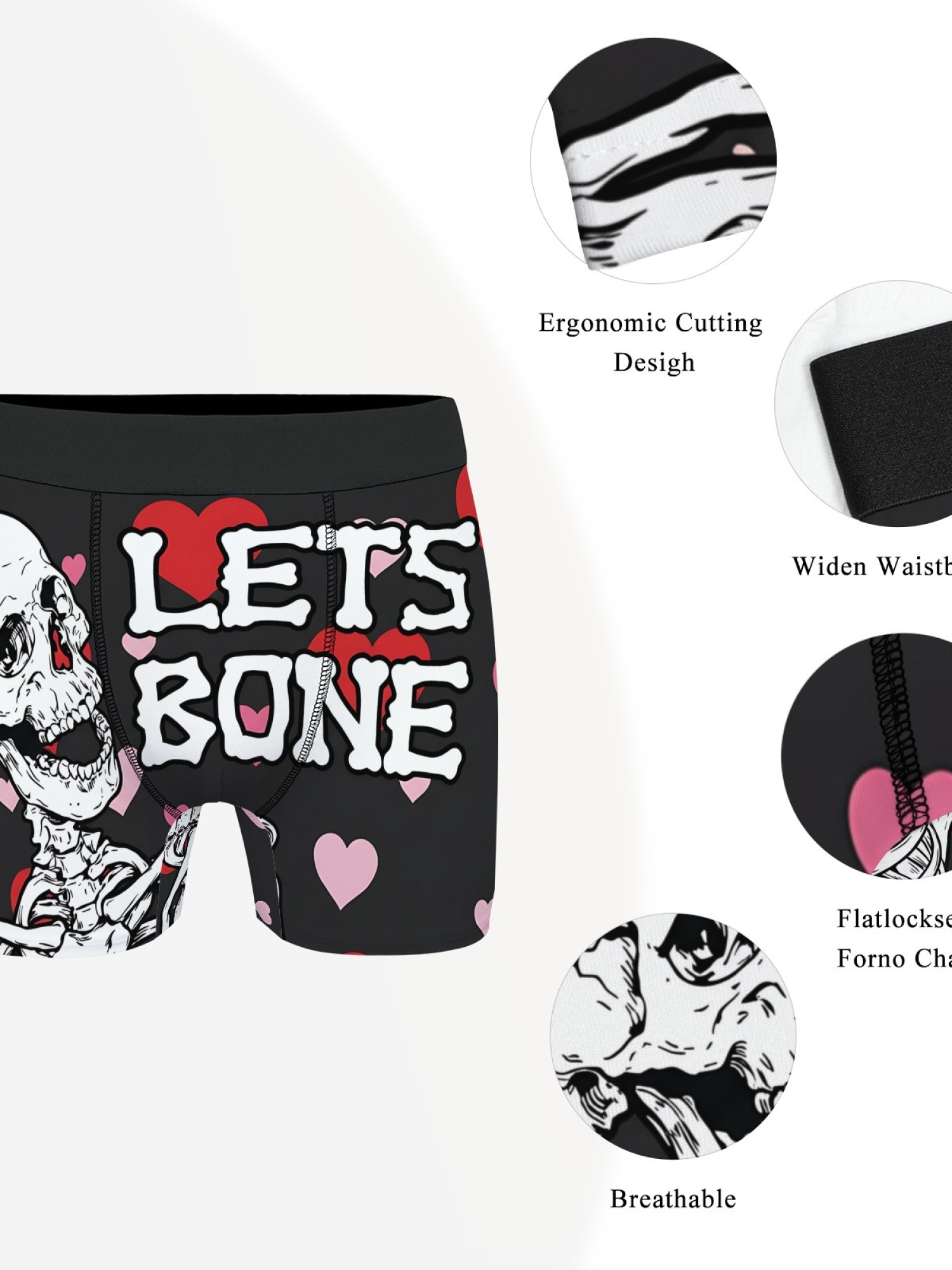 "Let's Bone" Skeleton Men's Boxer Briefs & Socks Set | Funny Naughty Valentine's Gift Bundle