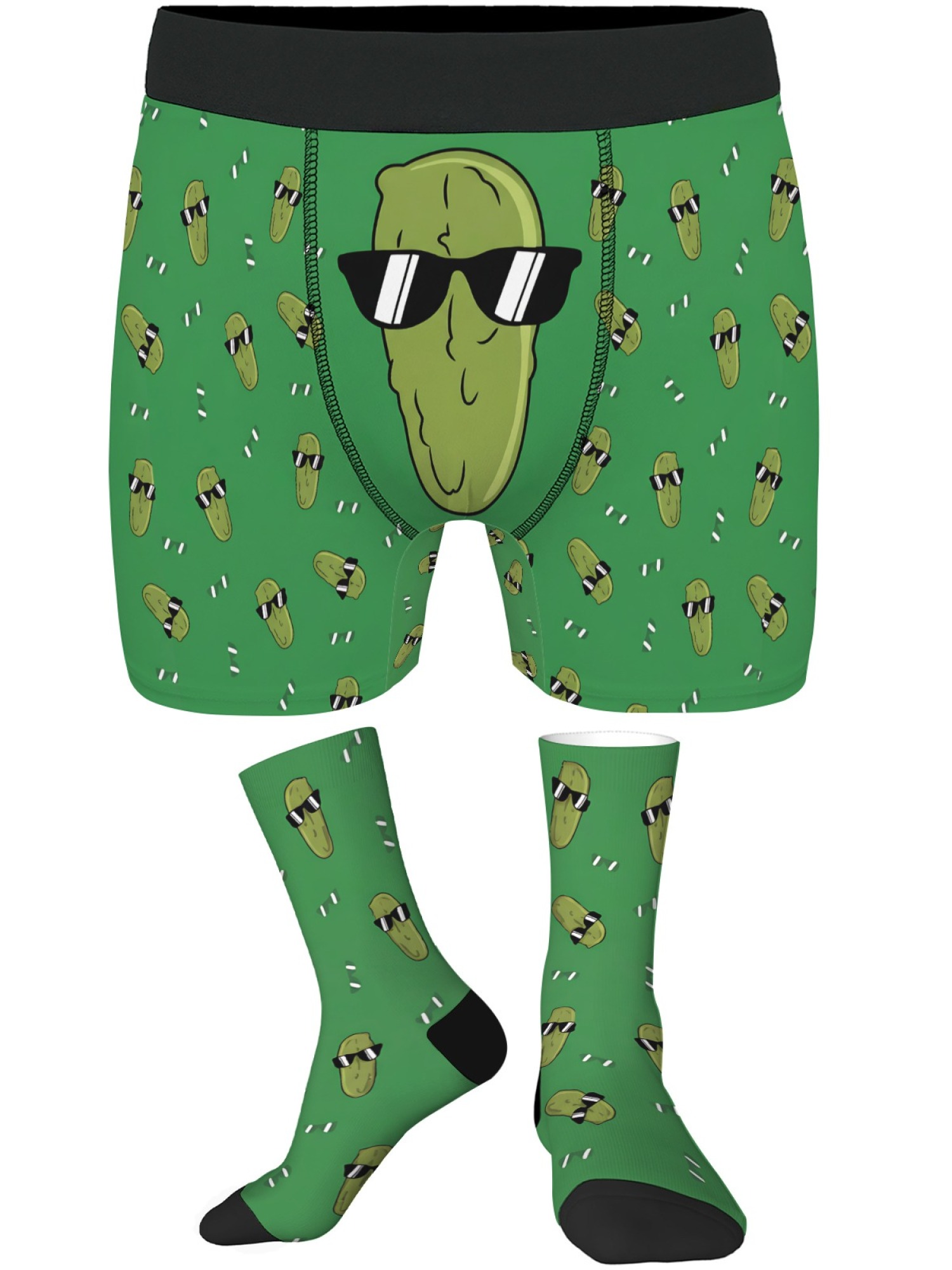 "The Big Dill" Men's Pickle Trunks & Socks Set | Funny Cool Cucumber Gift Bundle