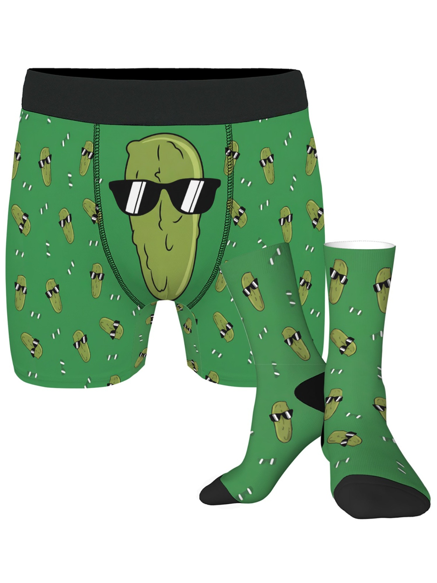 "The Big Dill" Men's Pickle Trunks & Socks Set | Funny Cool Cucumber Gift Bundle