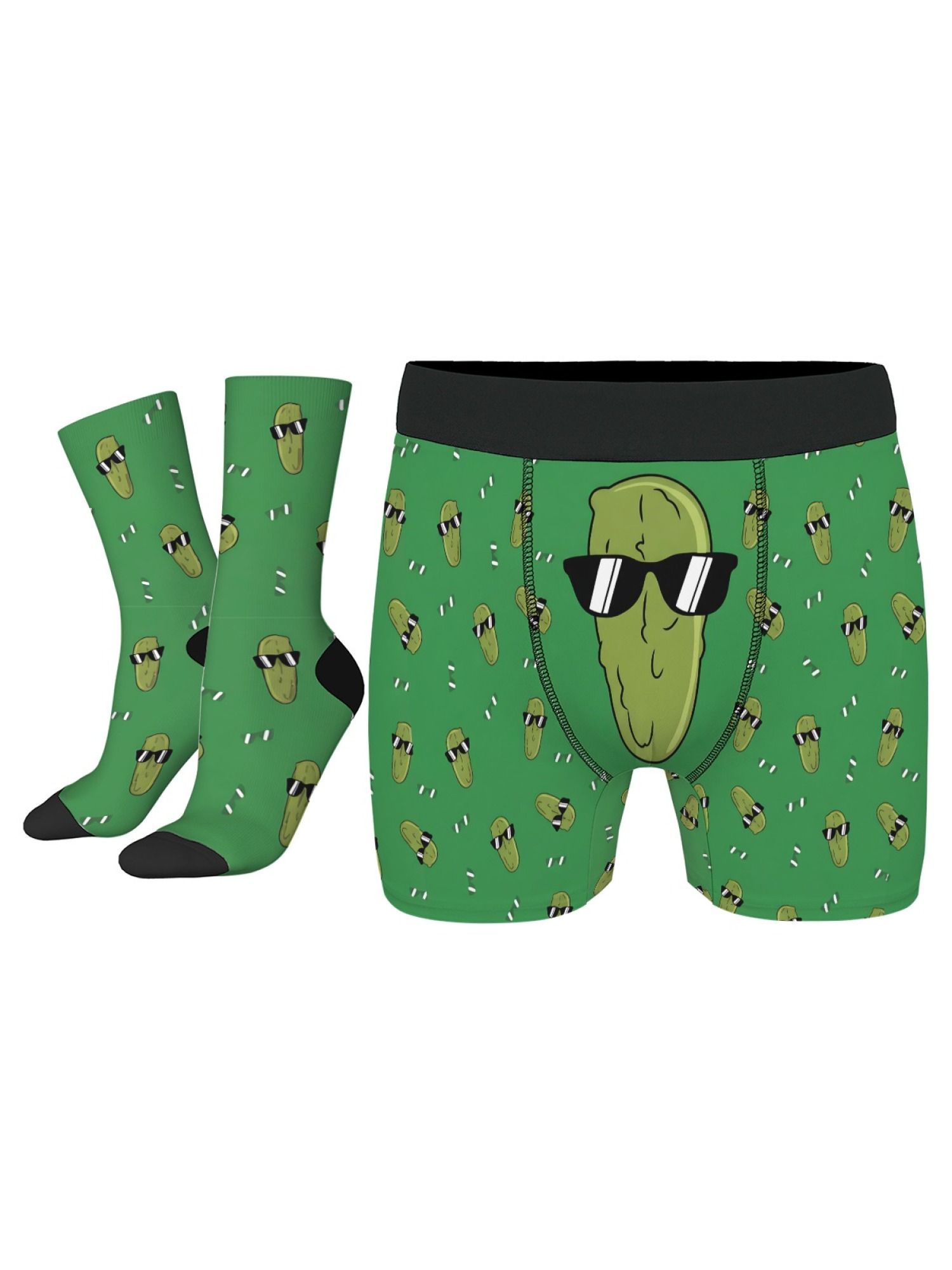 "The Big Dill" Men's Pickle Trunks & Socks Set | Funny Cool Cucumber Gift Bundle