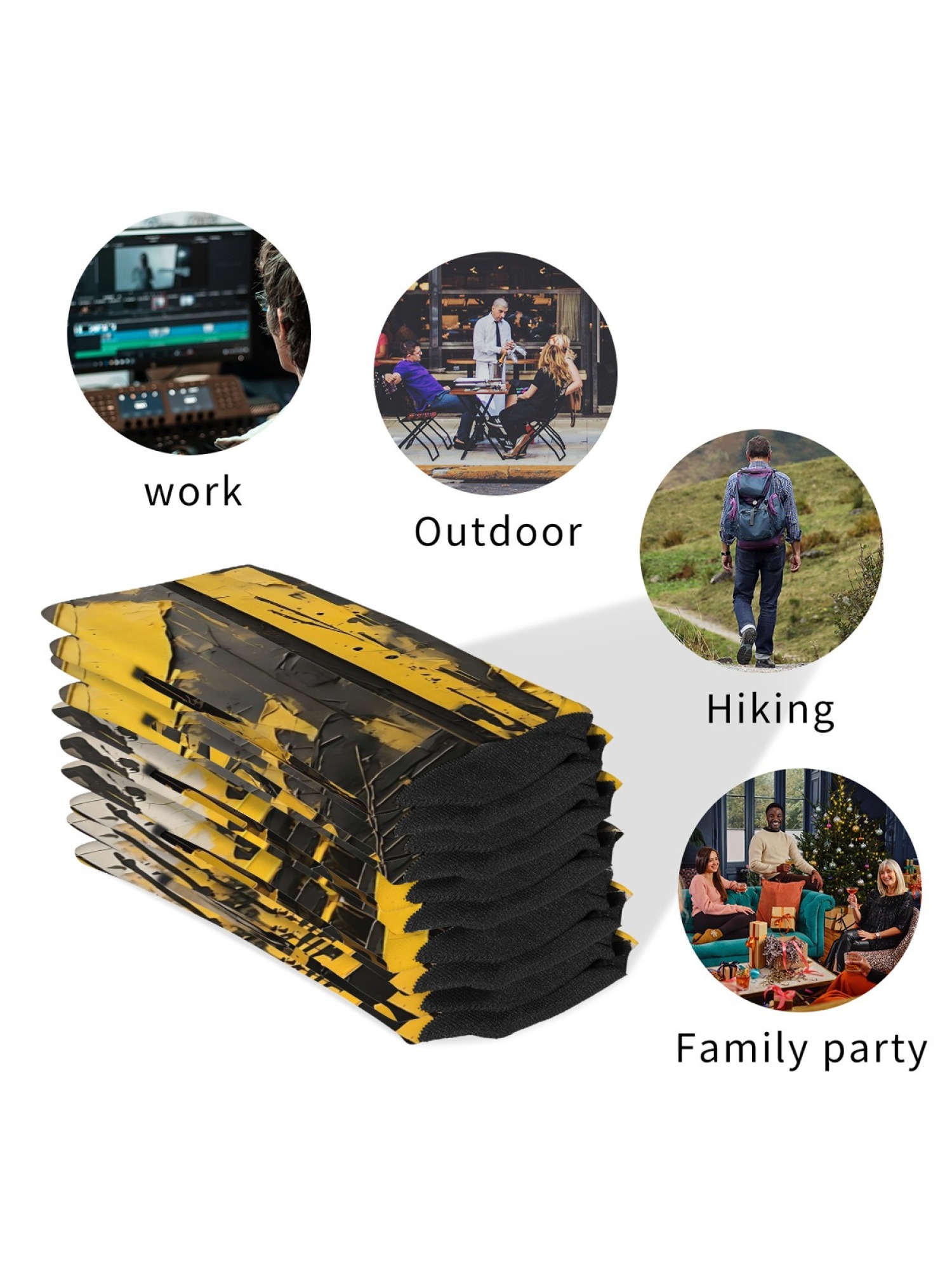 "Industrial Yellow" Abstract Art Crew Socks | Modern Streetwear Graphic Sock Set (3 Pairs)