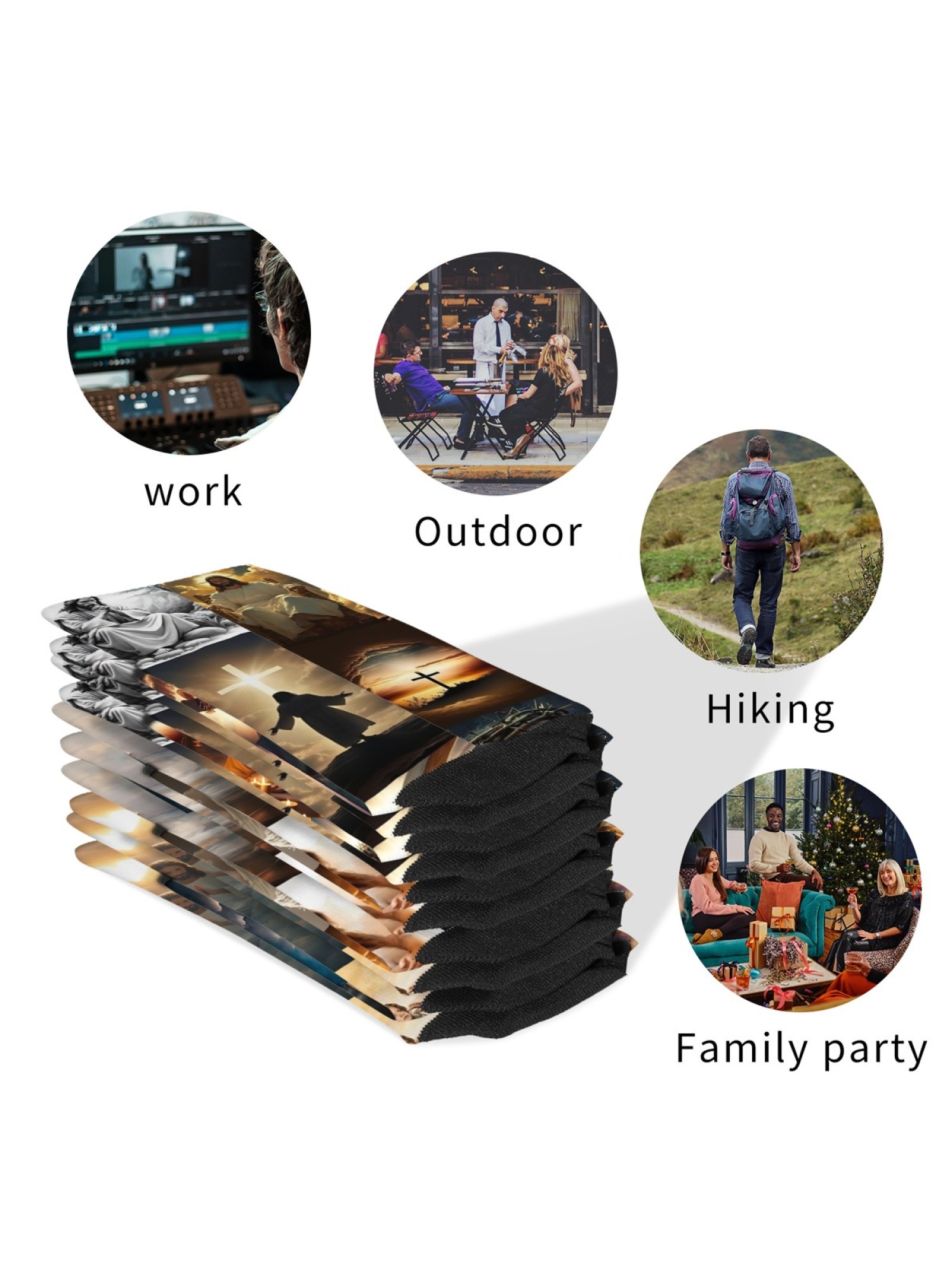 "Life of Christ" Collage Art Socks | Jesus Faith Graphic Crew Sock Set (3 Pairs)