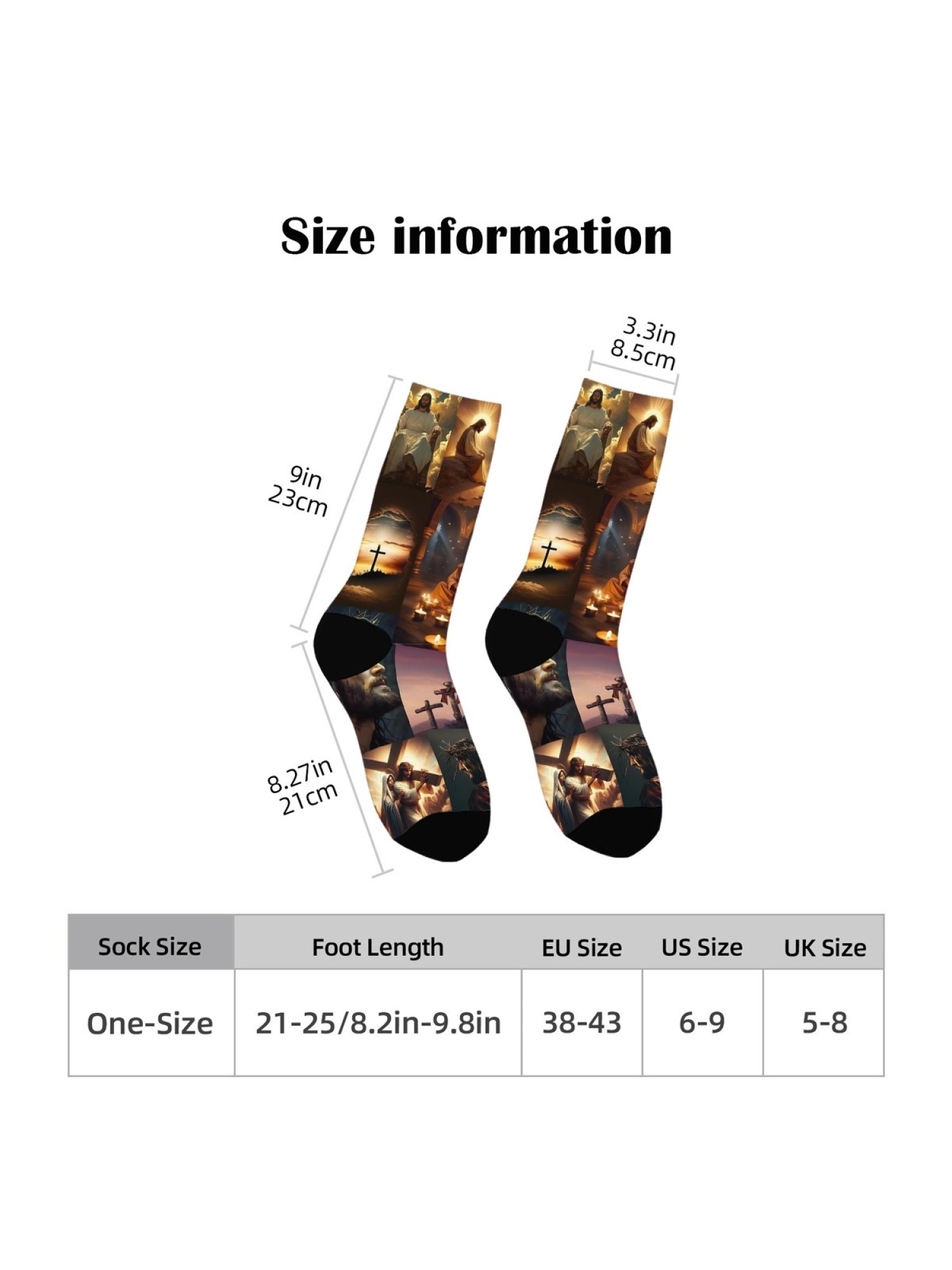 "Life of Christ" Collage Art Socks | Jesus Faith Graphic Crew Sock Set (3 Pairs)