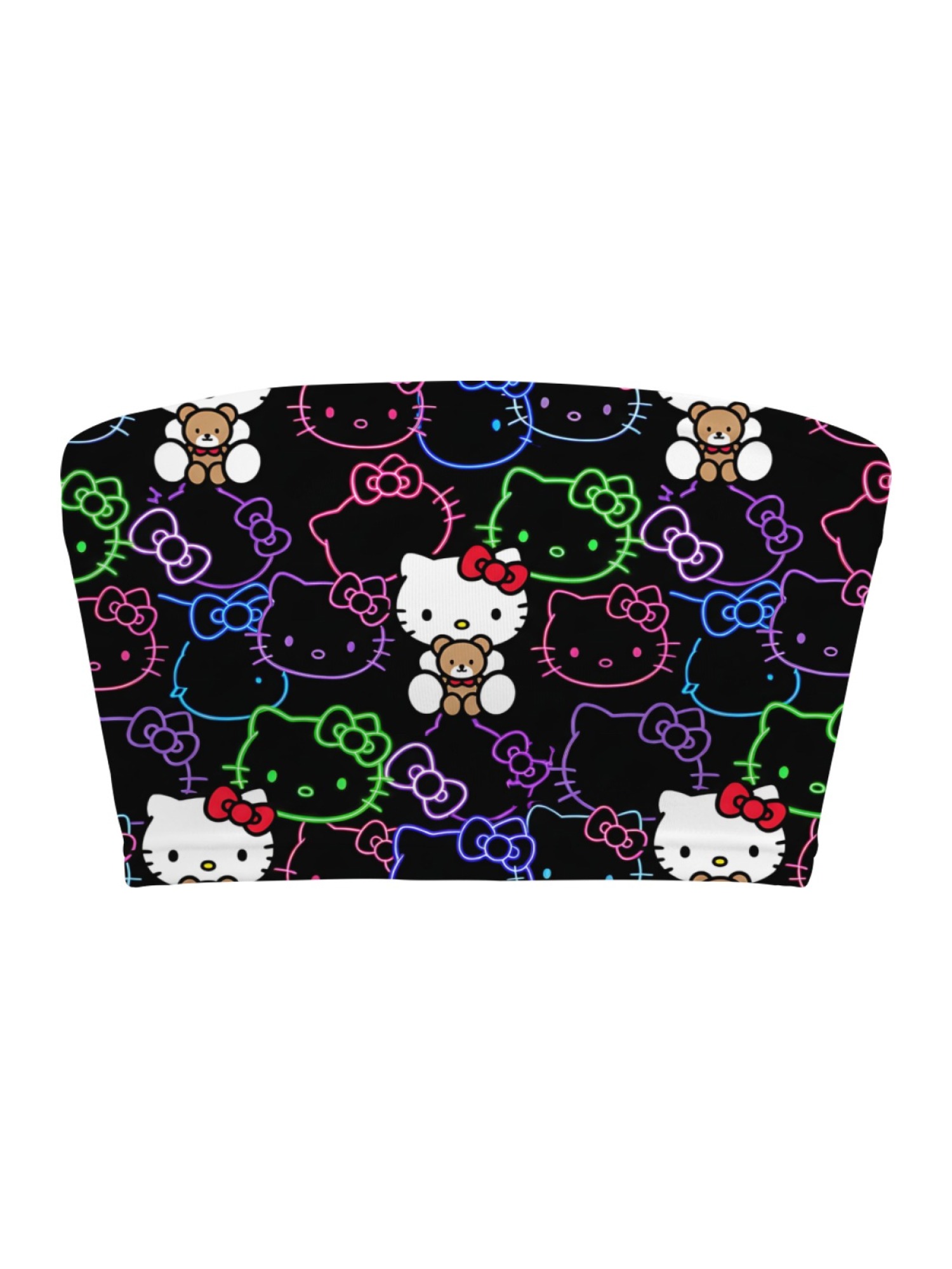"Neon Kitty" Cute Cat Tube Top | Y2K Aesthetic Strapless Crop Top