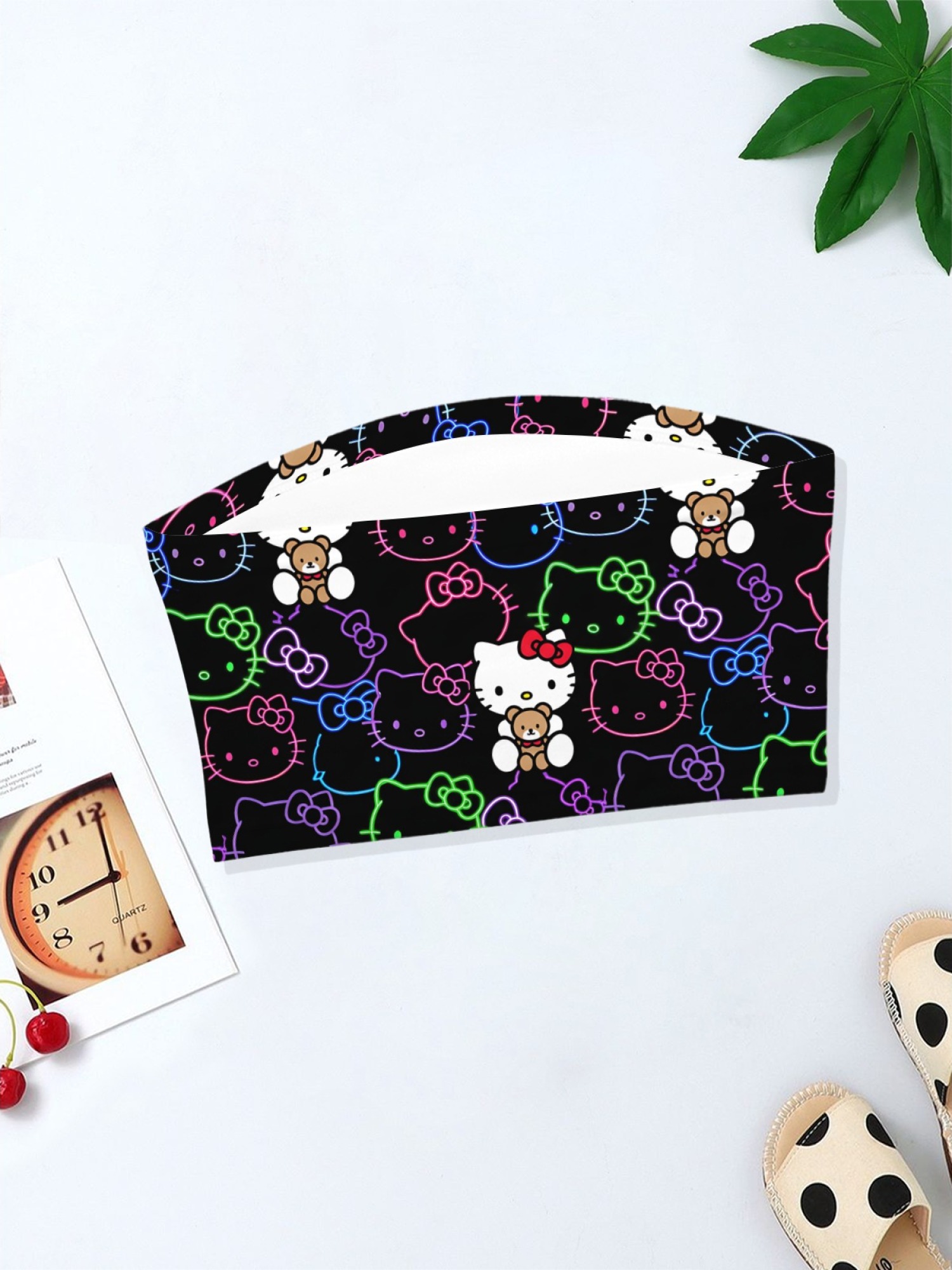 "Neon Kitty" Cute Cat Tube Top | Y2K Aesthetic Strapless Crop Top