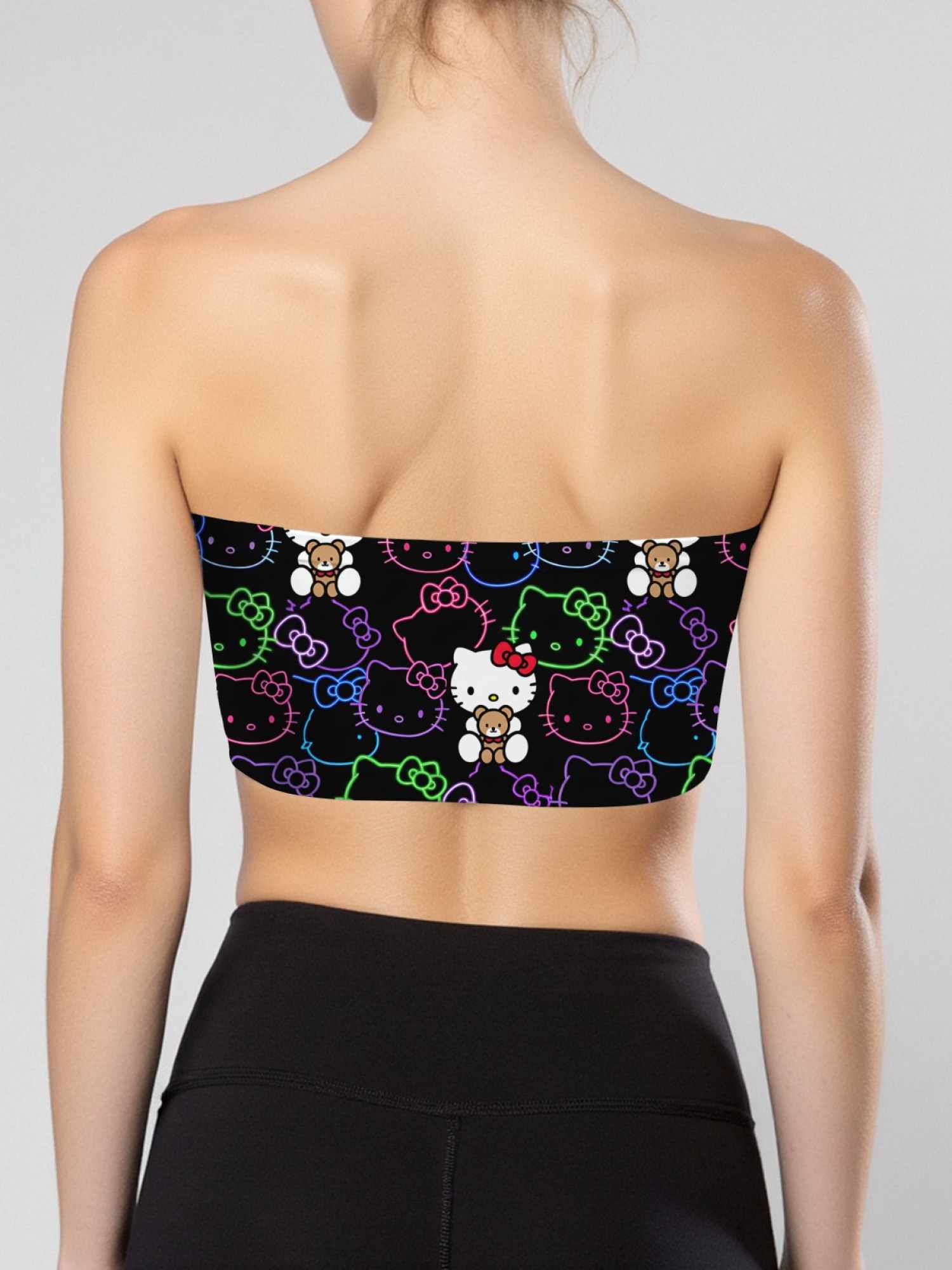 "Neon Kitty" Cute Cat Tube Top | Y2K Aesthetic Strapless Crop Top