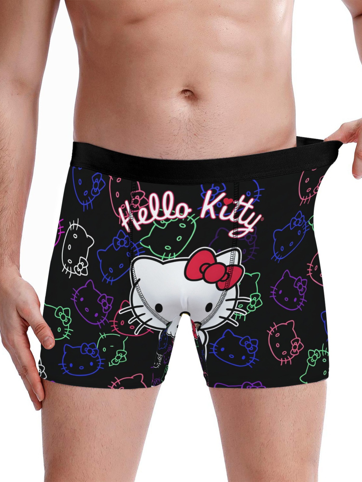 "Neon Kitty" Men's Boxer Briefs & Socks Set | Hello Kitty Y2K Graphic Gift Bundle