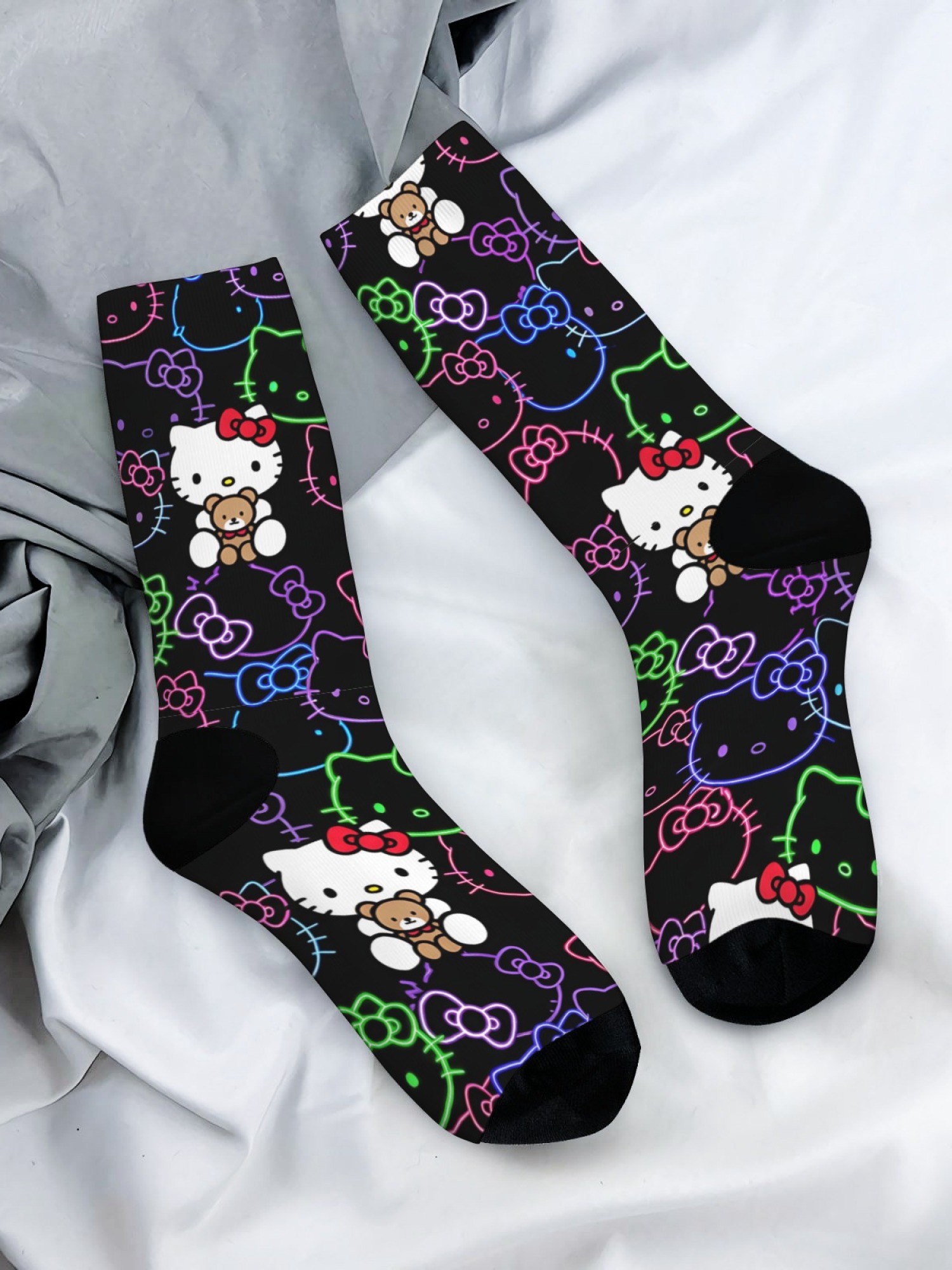 "Neon Kitty" Men's Boxer Briefs & Socks Set | Hello Kitty Y2K Graphic Gift Bundle
