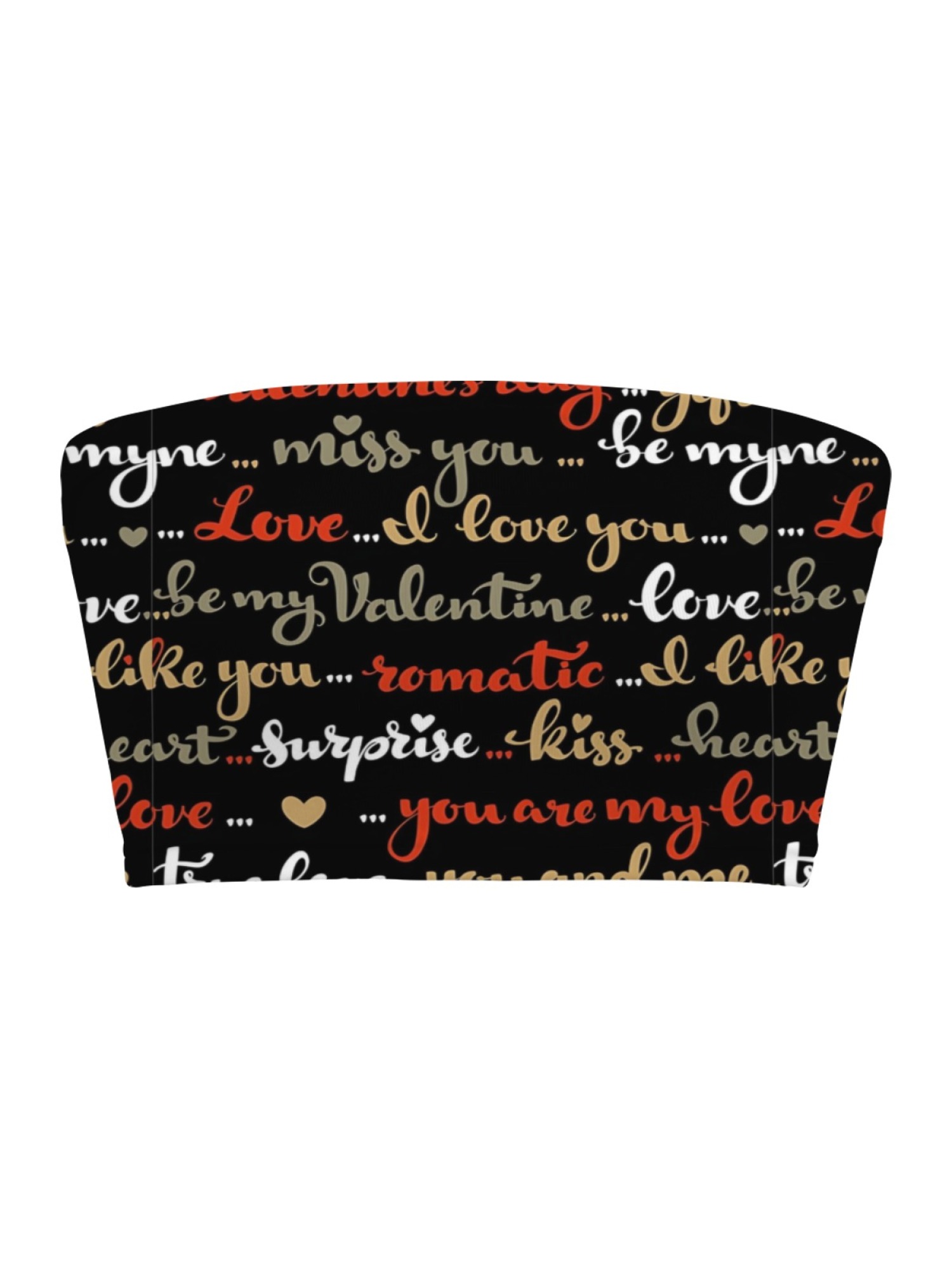 "Love Note" Typography Tube Top | Romantic Script Print Strapless Crop Top