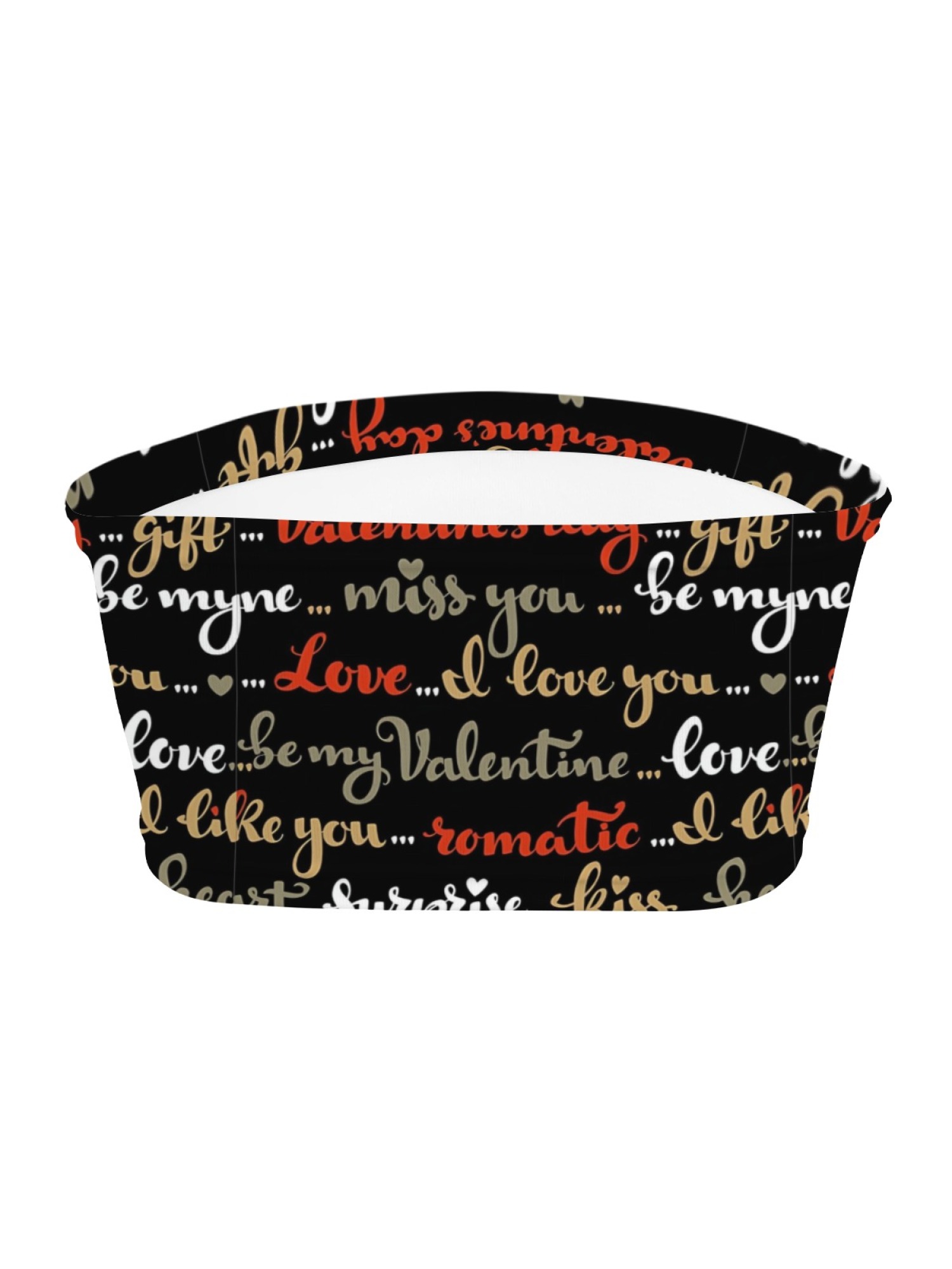 "Love Note" Typography Tube Top | Romantic Script Print Strapless Crop Top