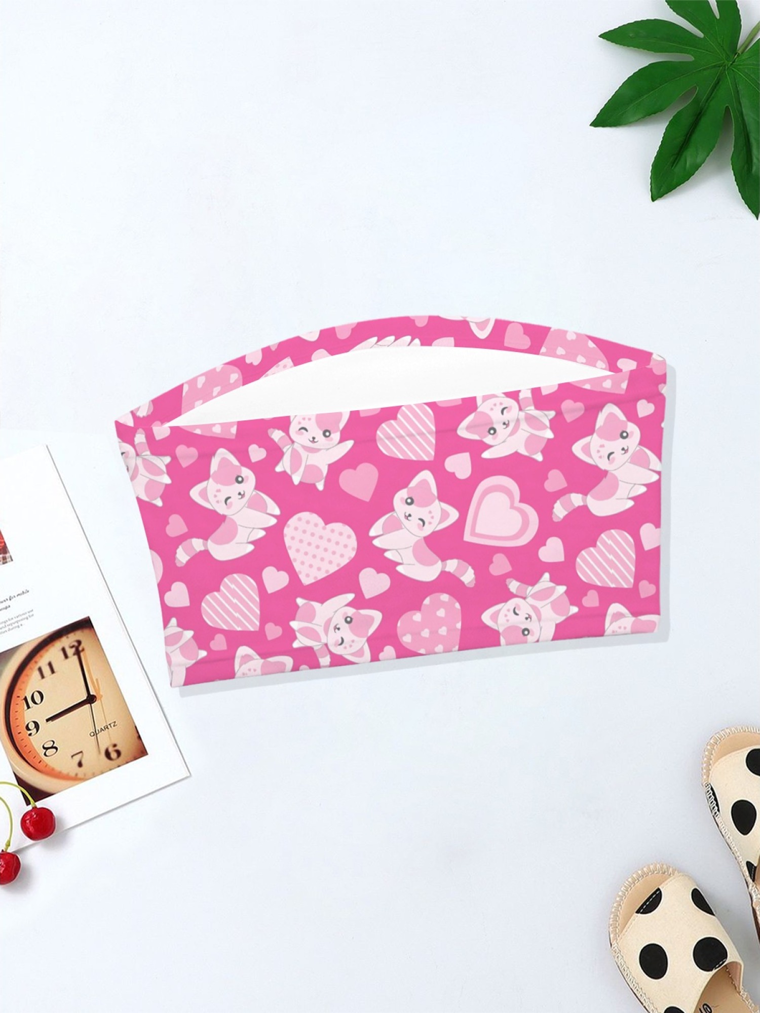 "Sweet Kitty" Pink Heart & Cat Tube Top | Kawaii Soft Girl Aesthetic Crop Top