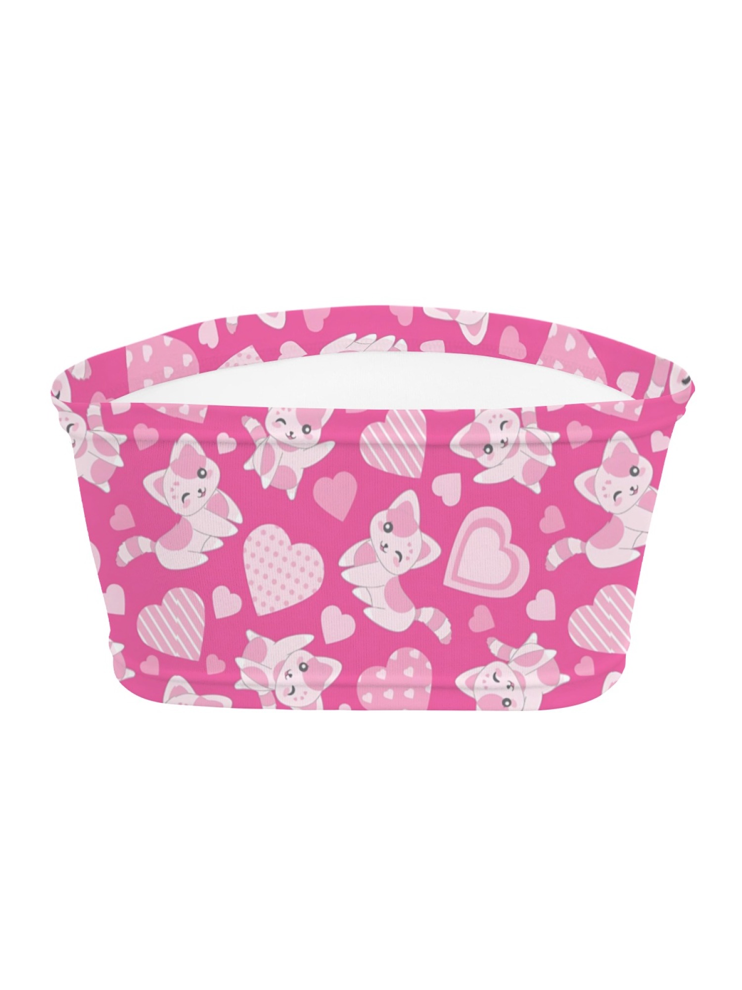 "Sweet Kitty" Pink Heart & Cat Tube Top | Kawaii Soft Girl Aesthetic Crop Top