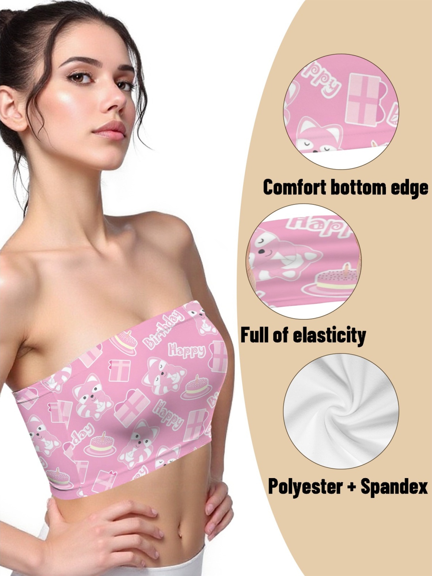 "Birthday Girl" Cute Raccoon Tube Top | Pink Kawaii Birthday Print Crop Top