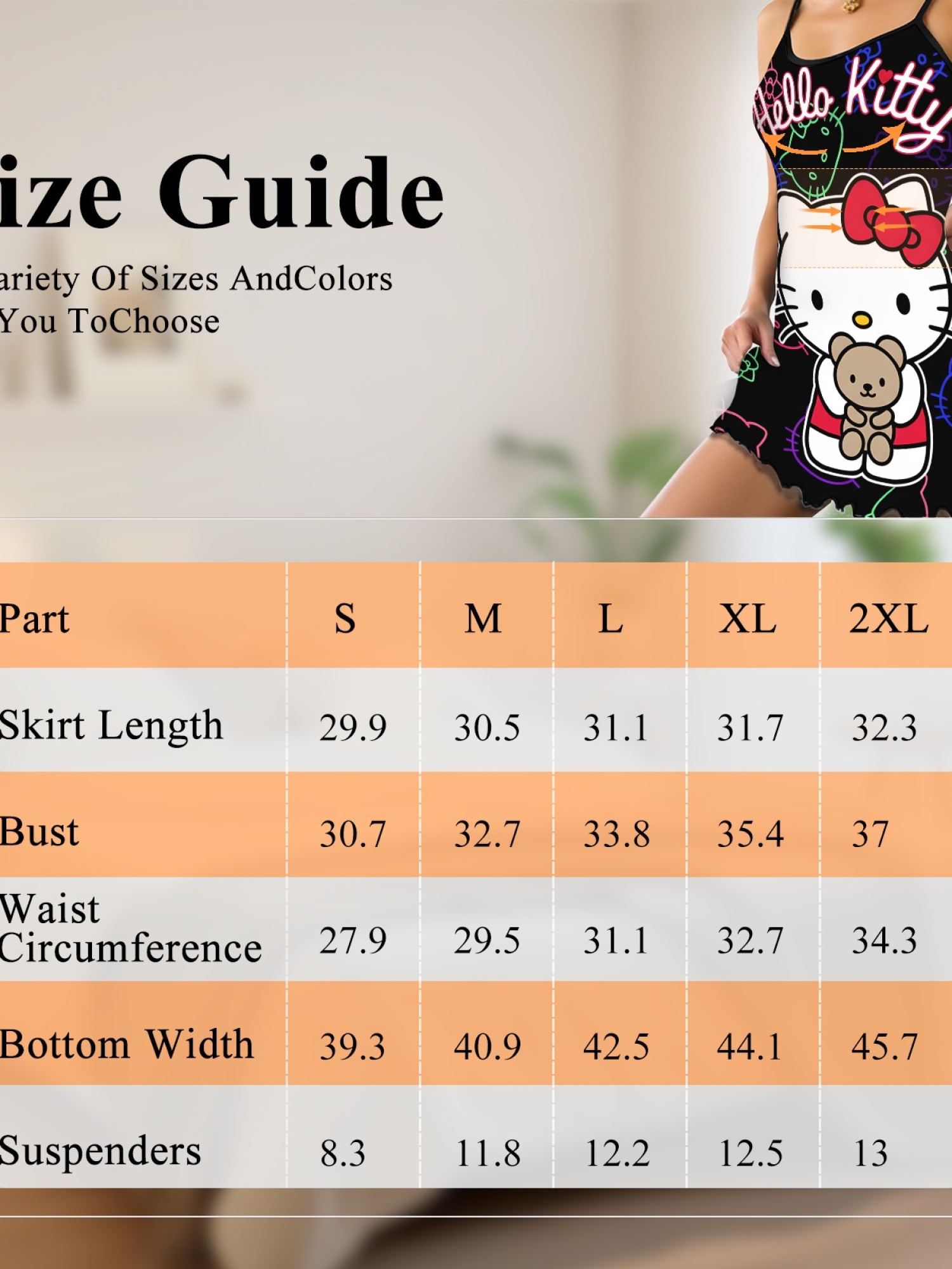 "Neon Kitty" Hello Kitty Slip Nightdress | Cute Bear & Neon Graphic Sleepwear