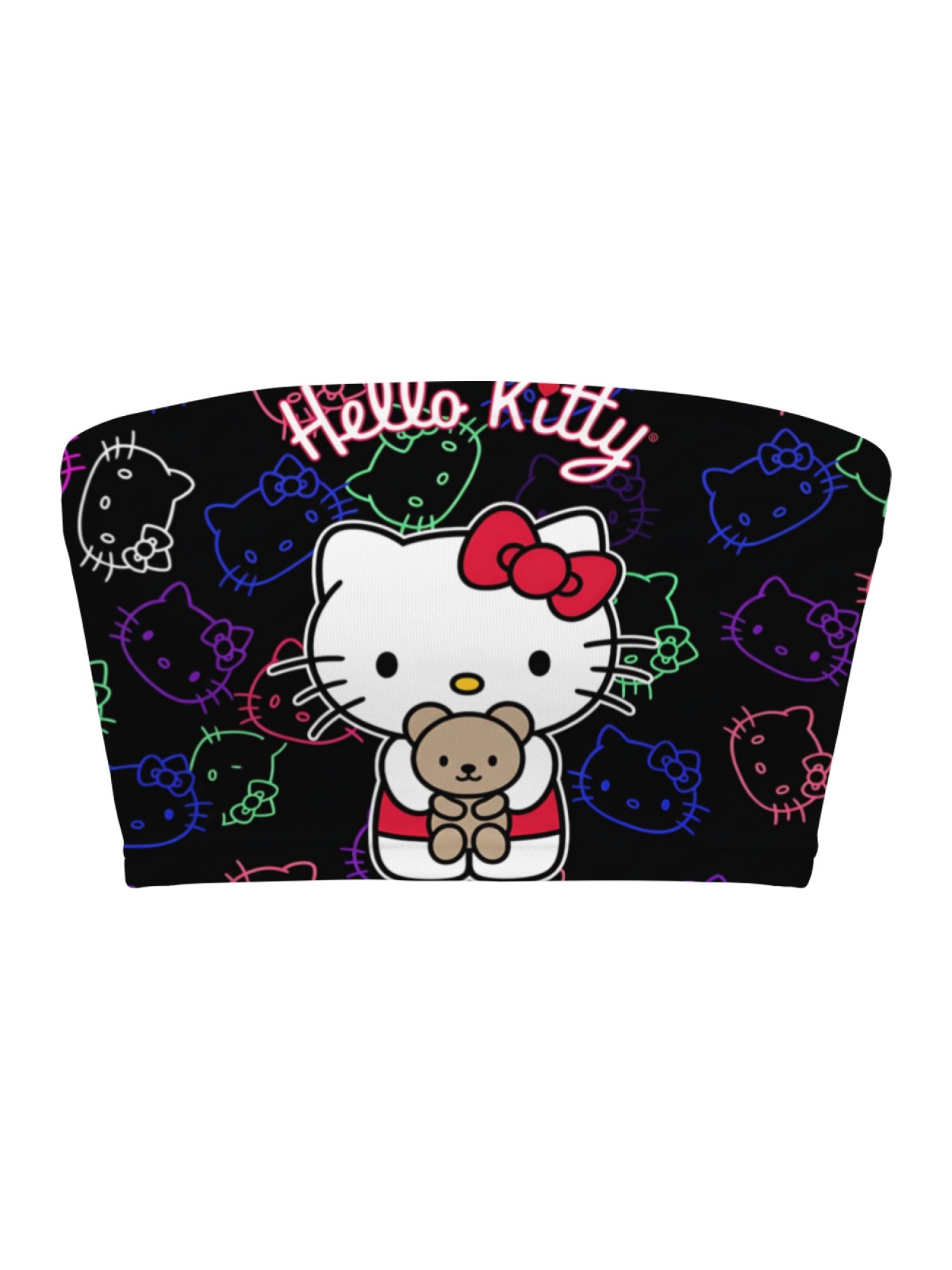 "Neon Kitty" Cute Cat Tube Top | Y2K Aesthetic Strapless Crop Top