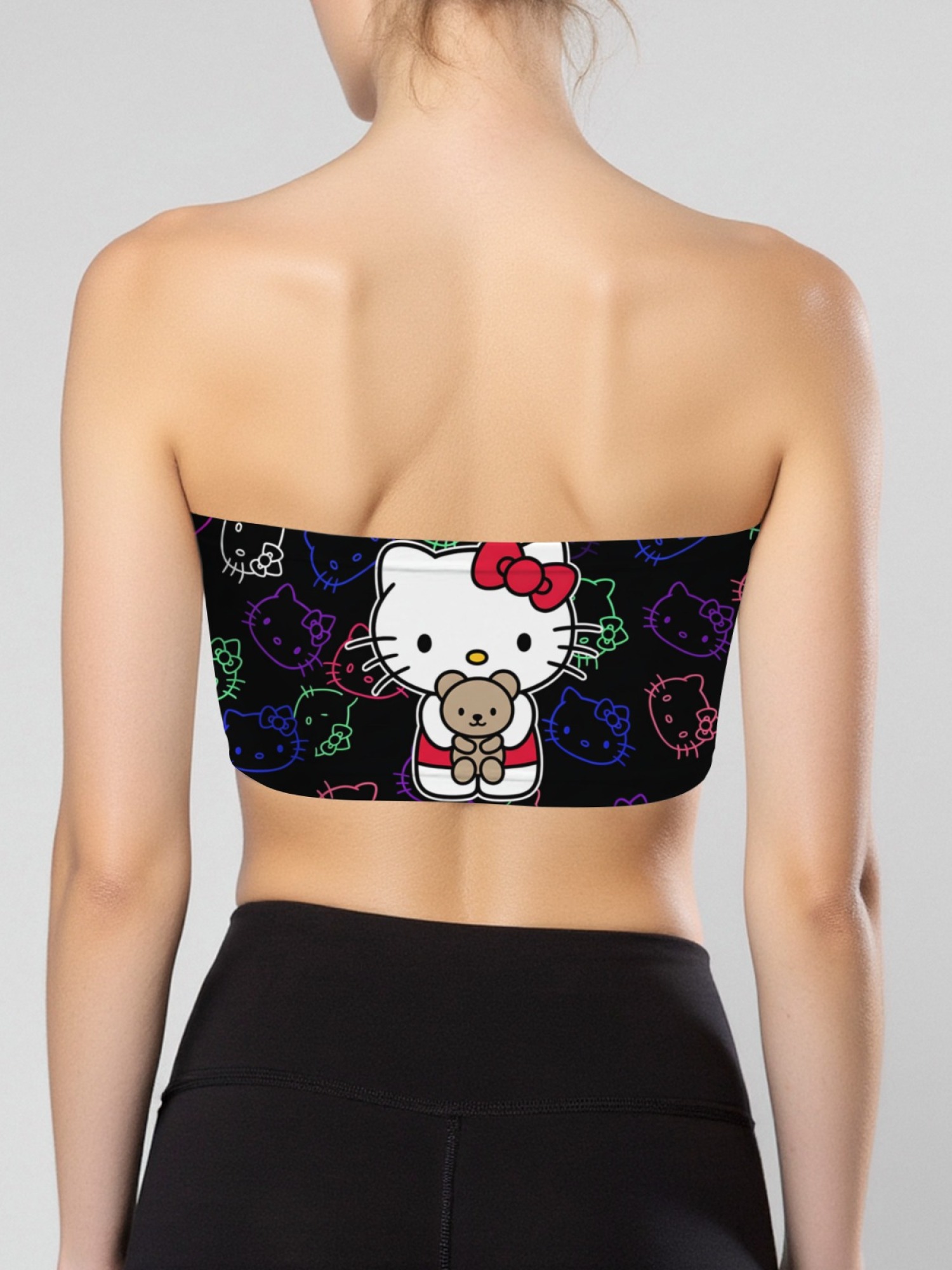 "Neon Kitty" Cute Cat Tube Top | Y2K Aesthetic Strapless Crop Top