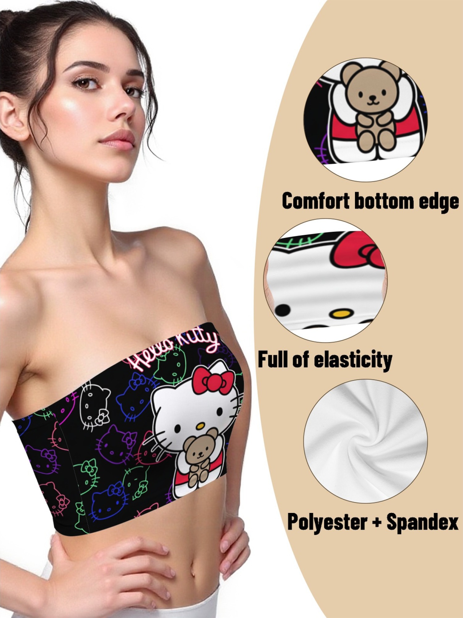 "Neon Kitty" Cute Cat Tube Top | Y2K Aesthetic Strapless Crop Top