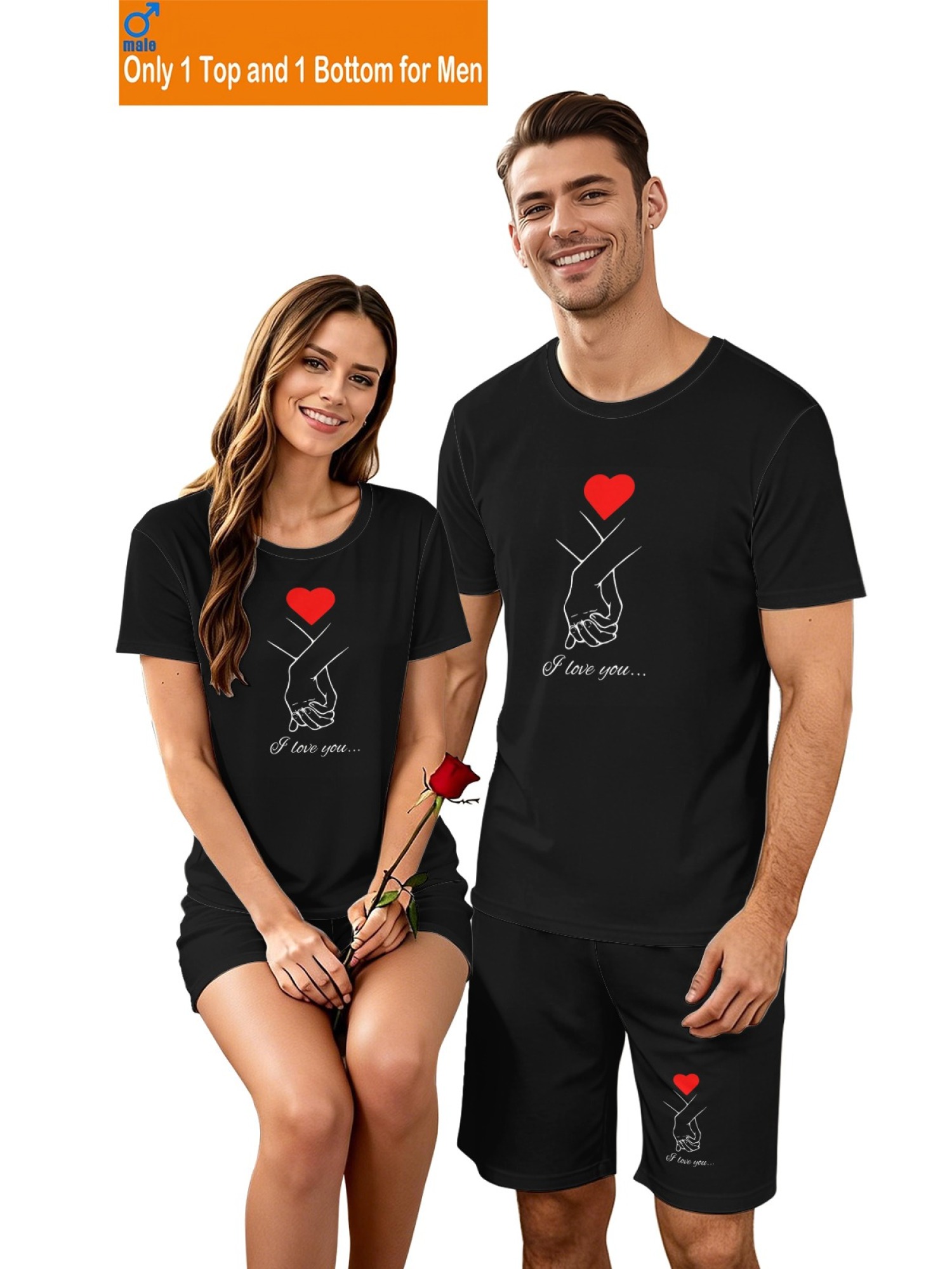 "Eternal Love" Matching Couple Set – T-Shirt & Shorts Summer Streetwear Collection