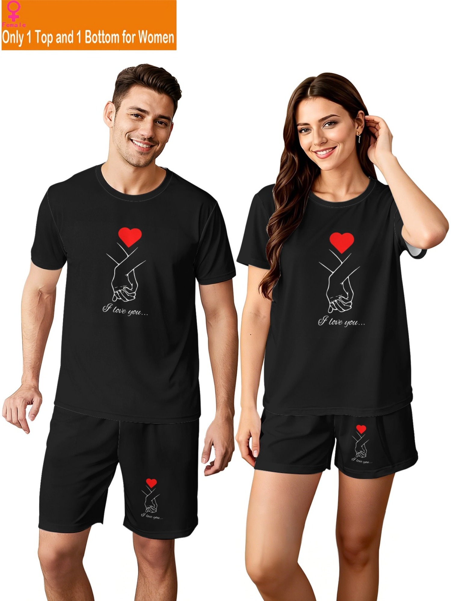 "Eternal Love" Matching Couple Set – T-Shirt & Shorts Summer Streetwear Collection