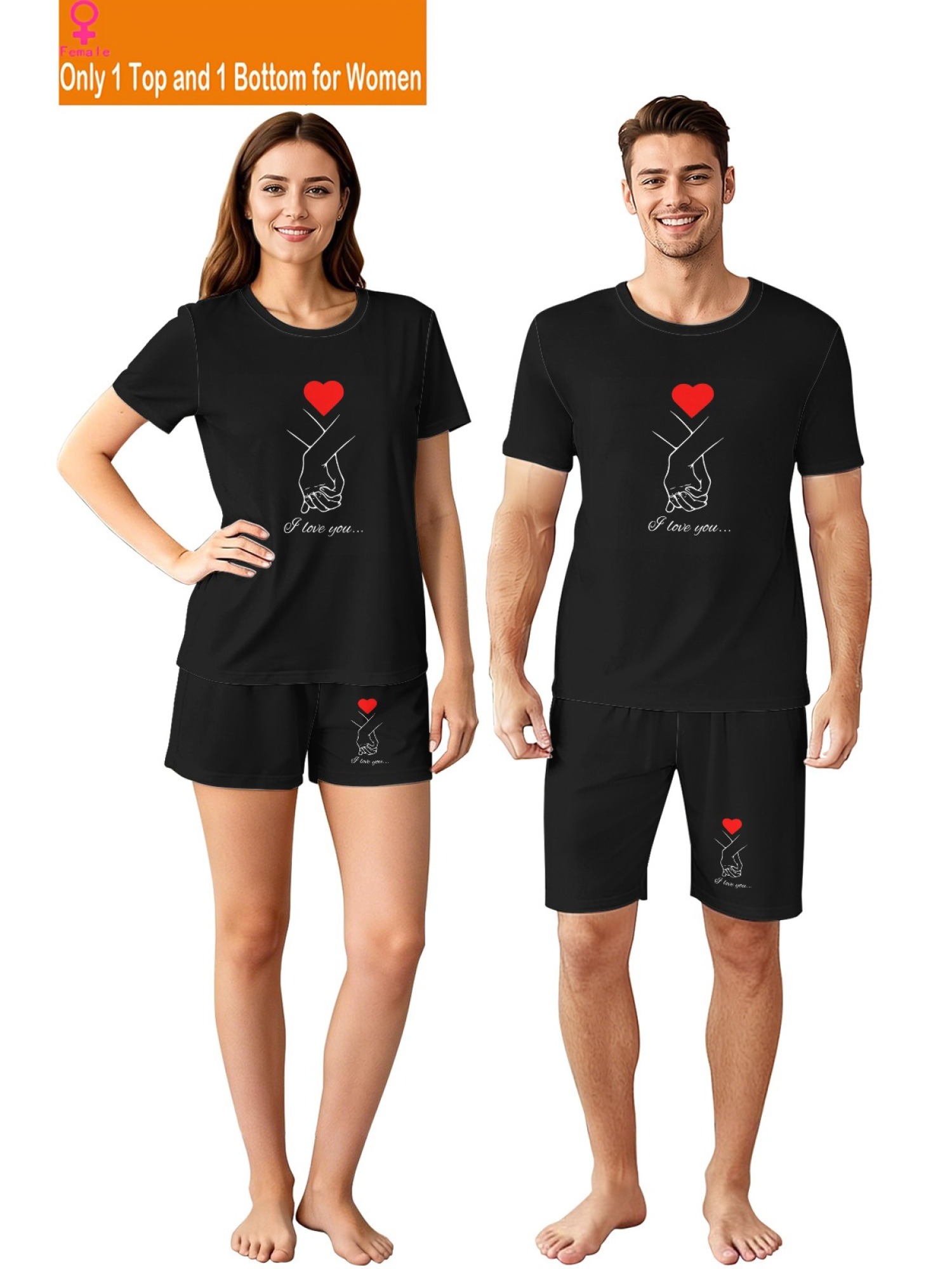 "Eternal Love" Matching Couple Set – T-Shirt & Shorts Summer Streetwear Collection