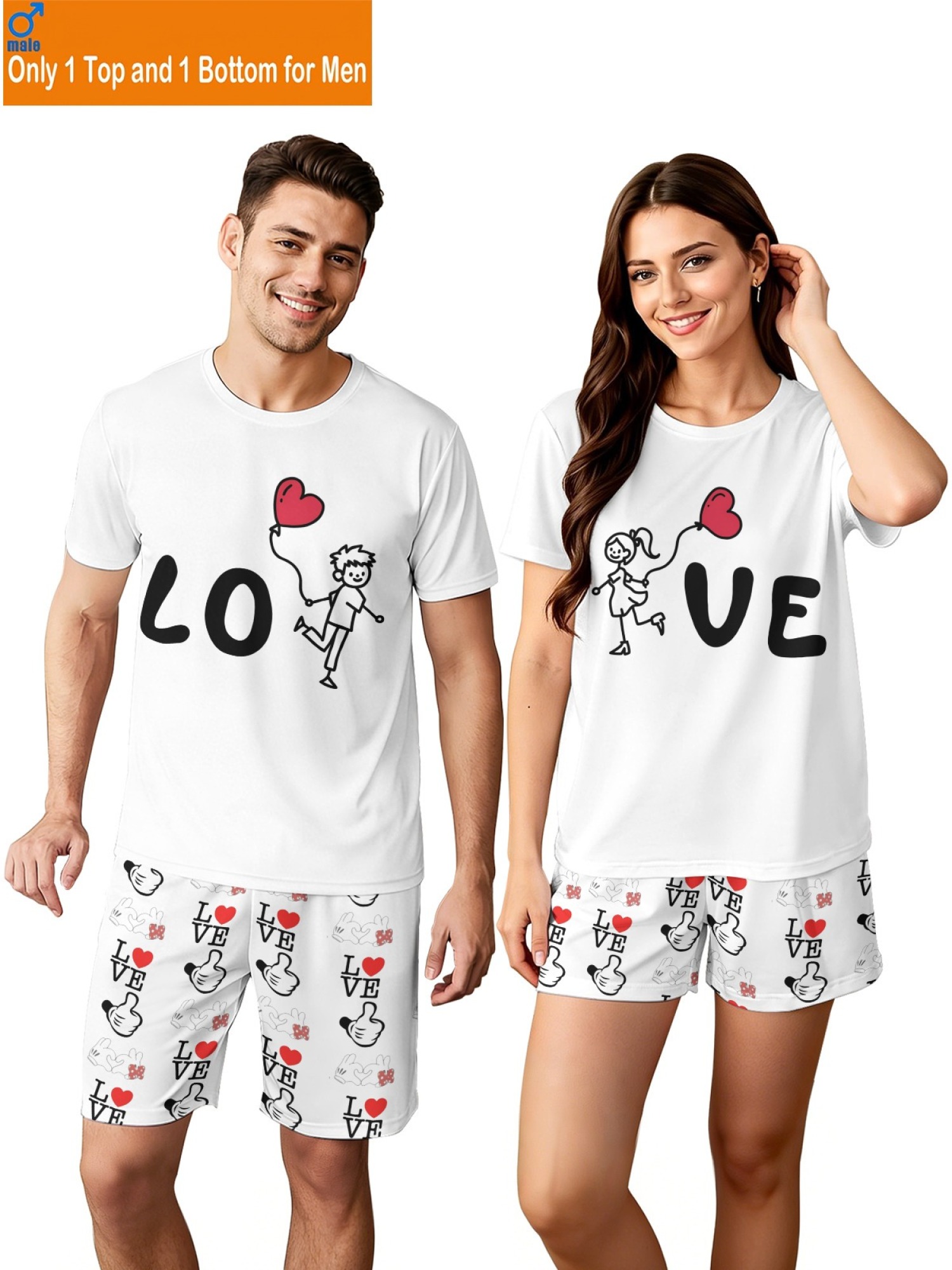 "Perfect Match" Couple T-Shirt & Shorts Set – Anniversary & LOVE Editions (Black/White)