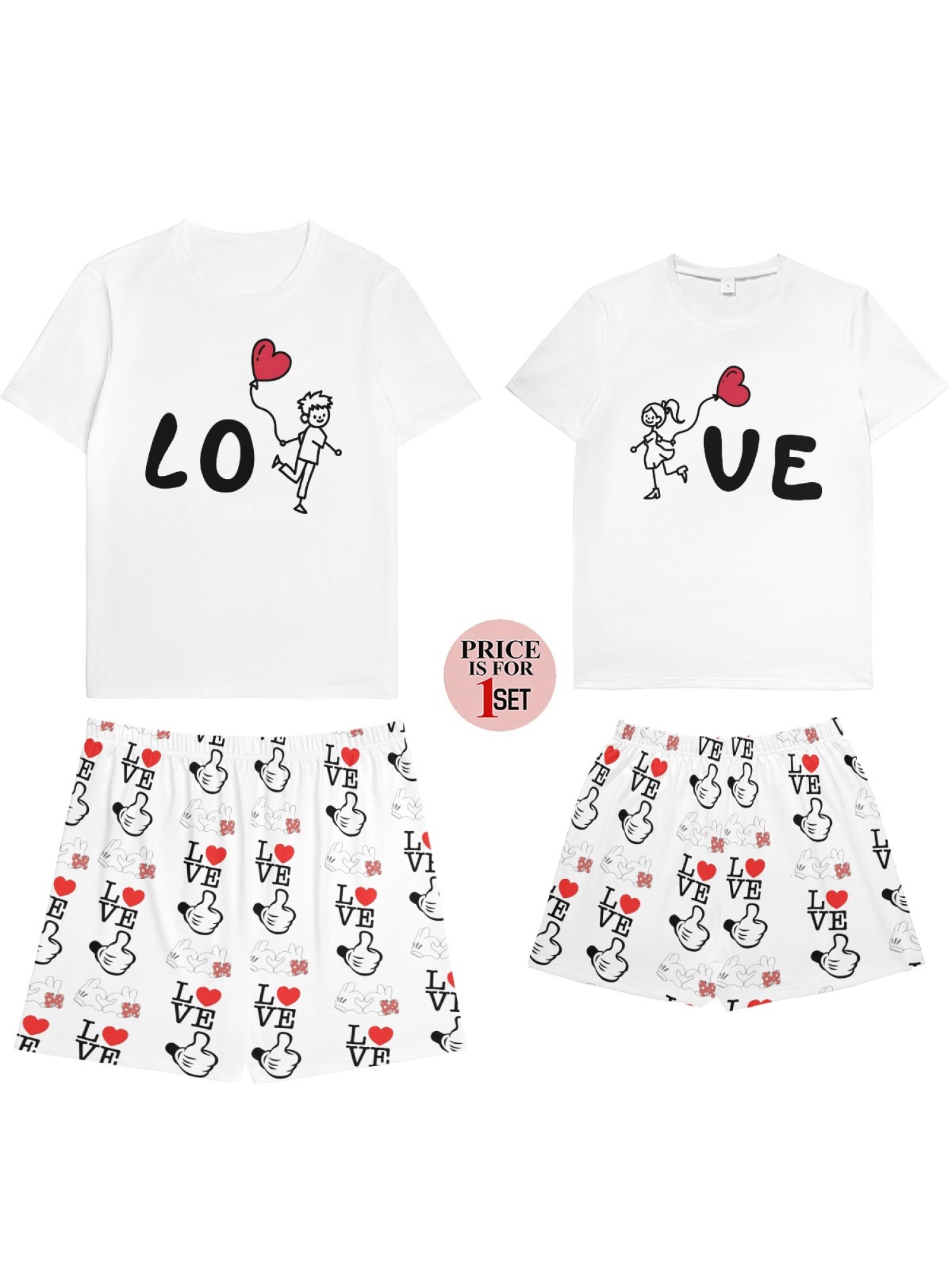 "Perfect Match" Couple T-Shirt & Shorts Set – Anniversary & LOVE Editions (Black/White)