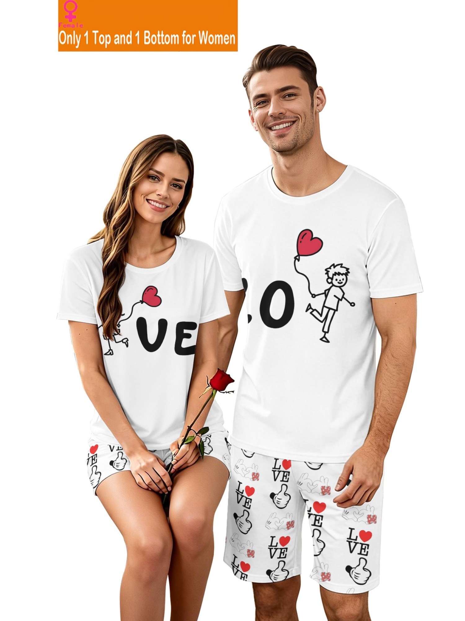 "Perfect Match" Couple T-Shirt & Shorts Set – Anniversary & LOVE Editions (Black/White)