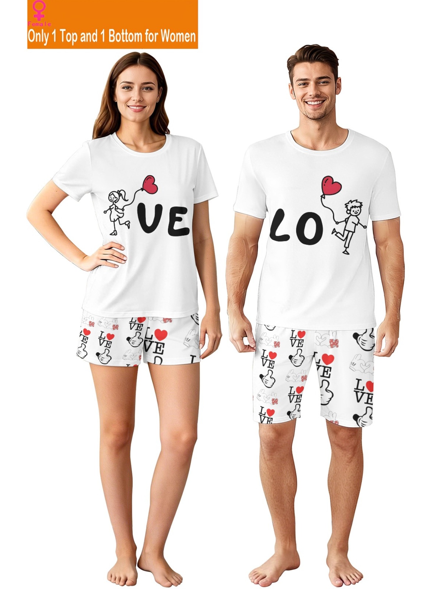 "Perfect Match" Couple T-Shirt & Shorts Set – Anniversary & LOVE Editions (Black/White)