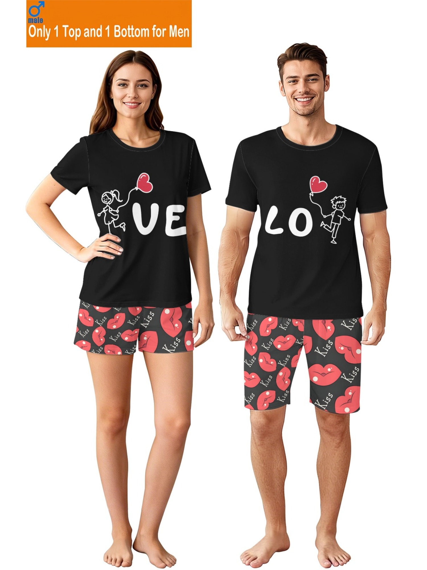 "Perfect Match" Couple T-Shirt & Shorts Set – Anniversary & LOVE Editions (Black/White)