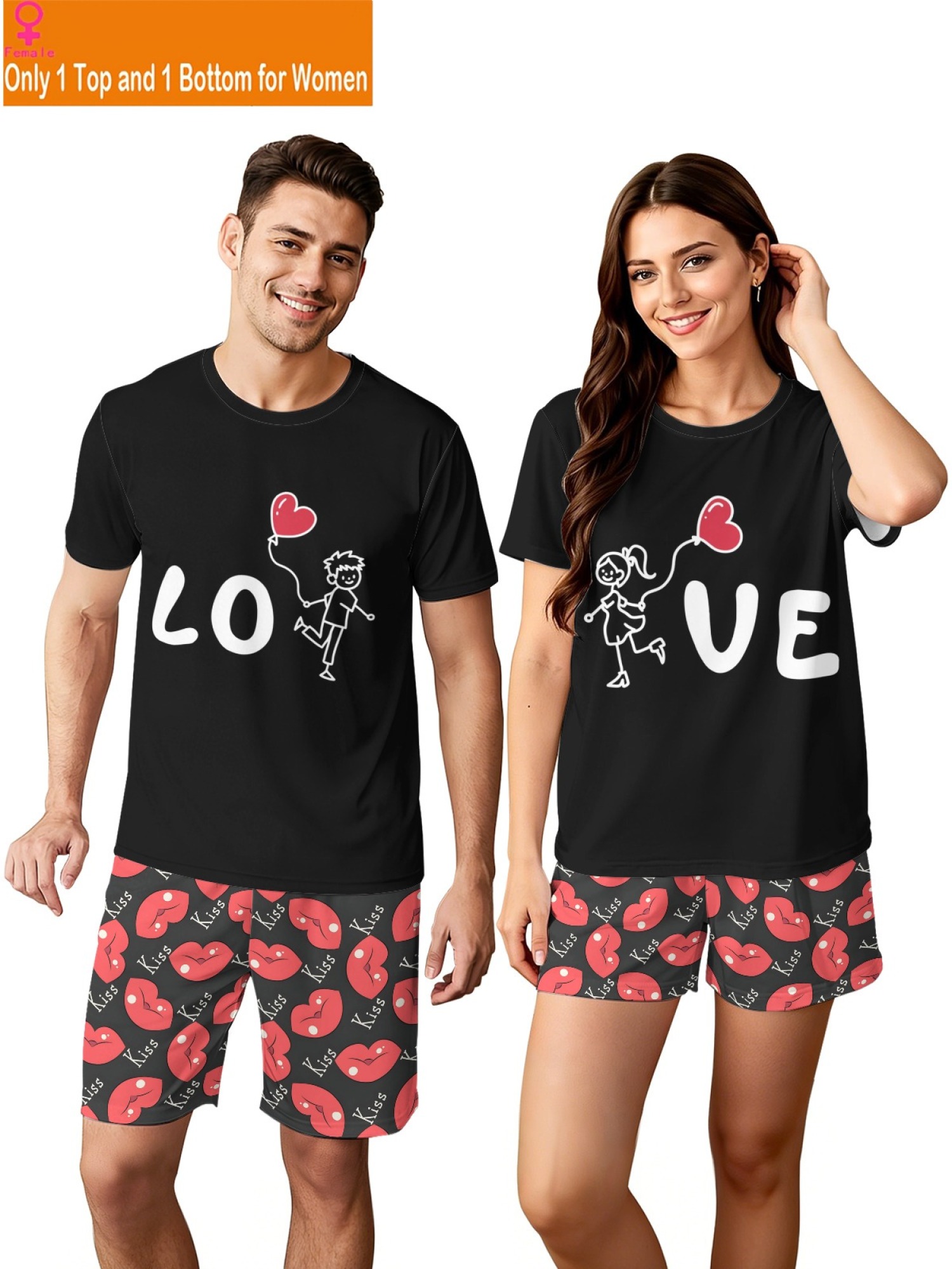 "Perfect Match" Couple T-Shirt & Shorts Set – Anniversary & LOVE Editions (Black/White)