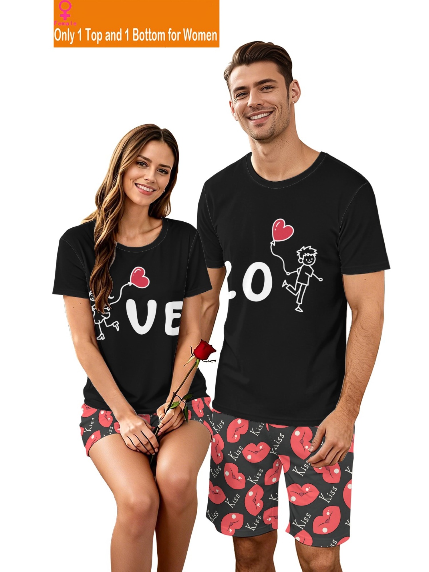 "Perfect Match" Couple T-Shirt & Shorts Set – Anniversary & LOVE Editions (Black/White)