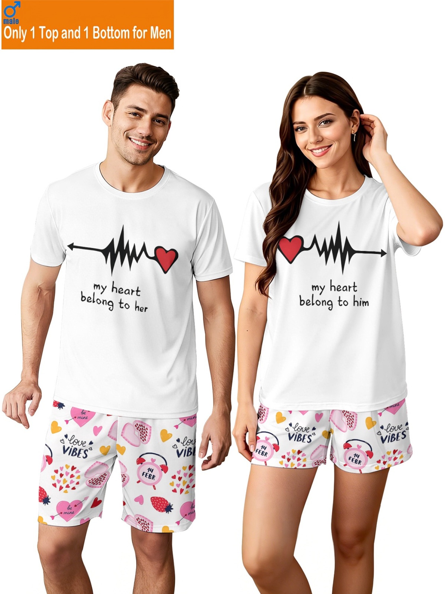 "True Love" Matching Couple Streetwear Set – T-Shirt & Shorts Summer Collection