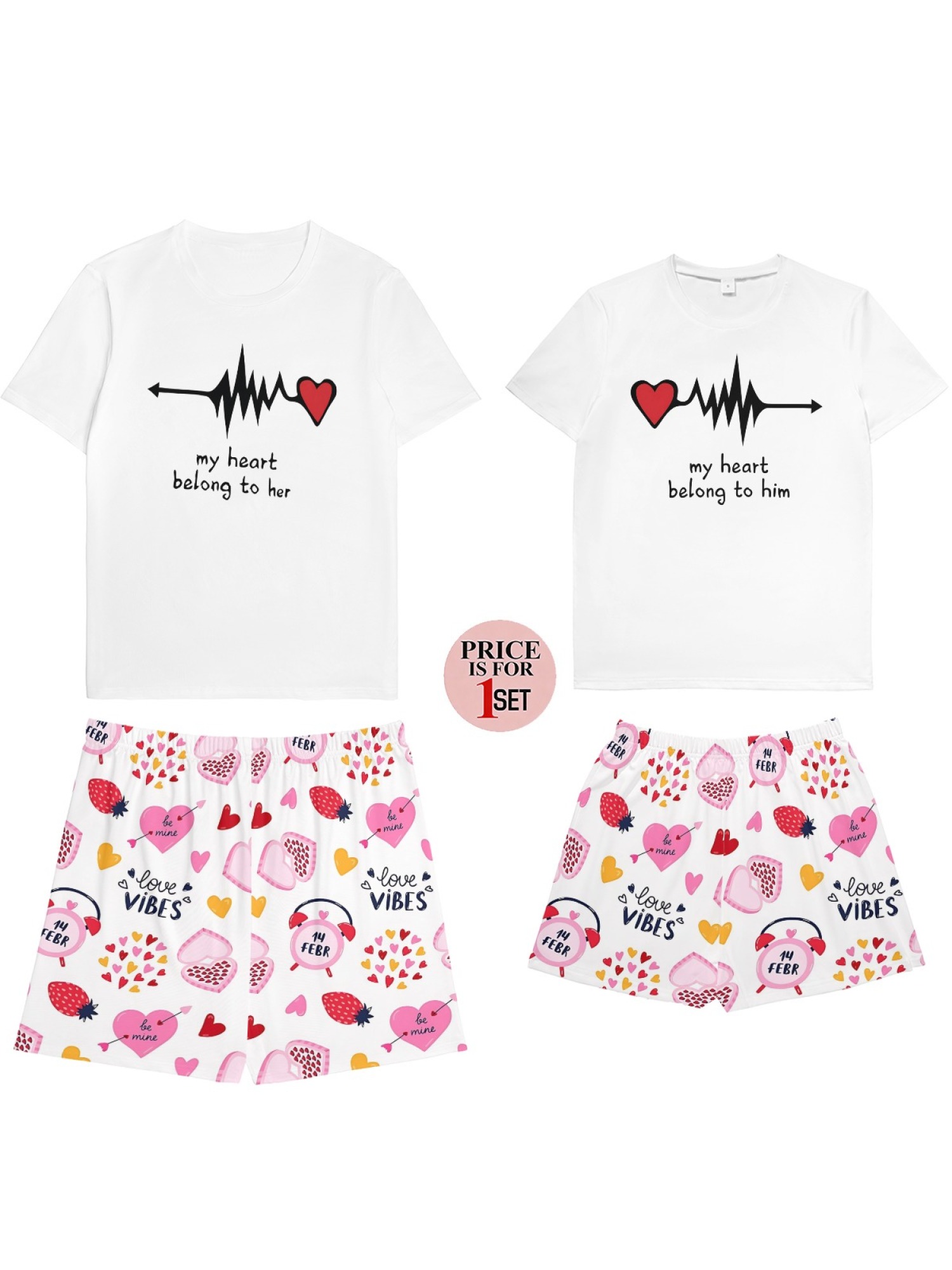 "True Love" Matching Couple Streetwear Set – T-Shirt & Shorts Summer Collection