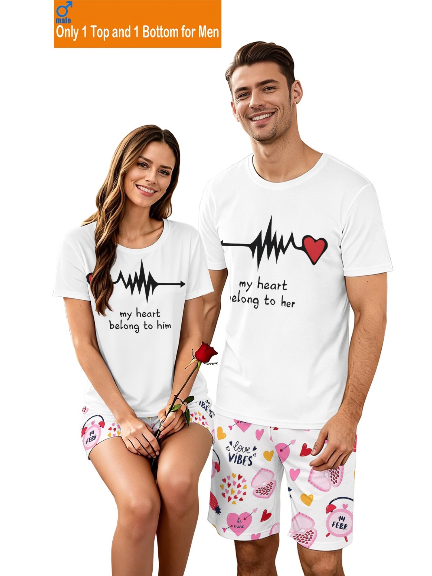 "True Love" Matching Couple Streetwear Set – T-Shirt & Shorts Summer Collection