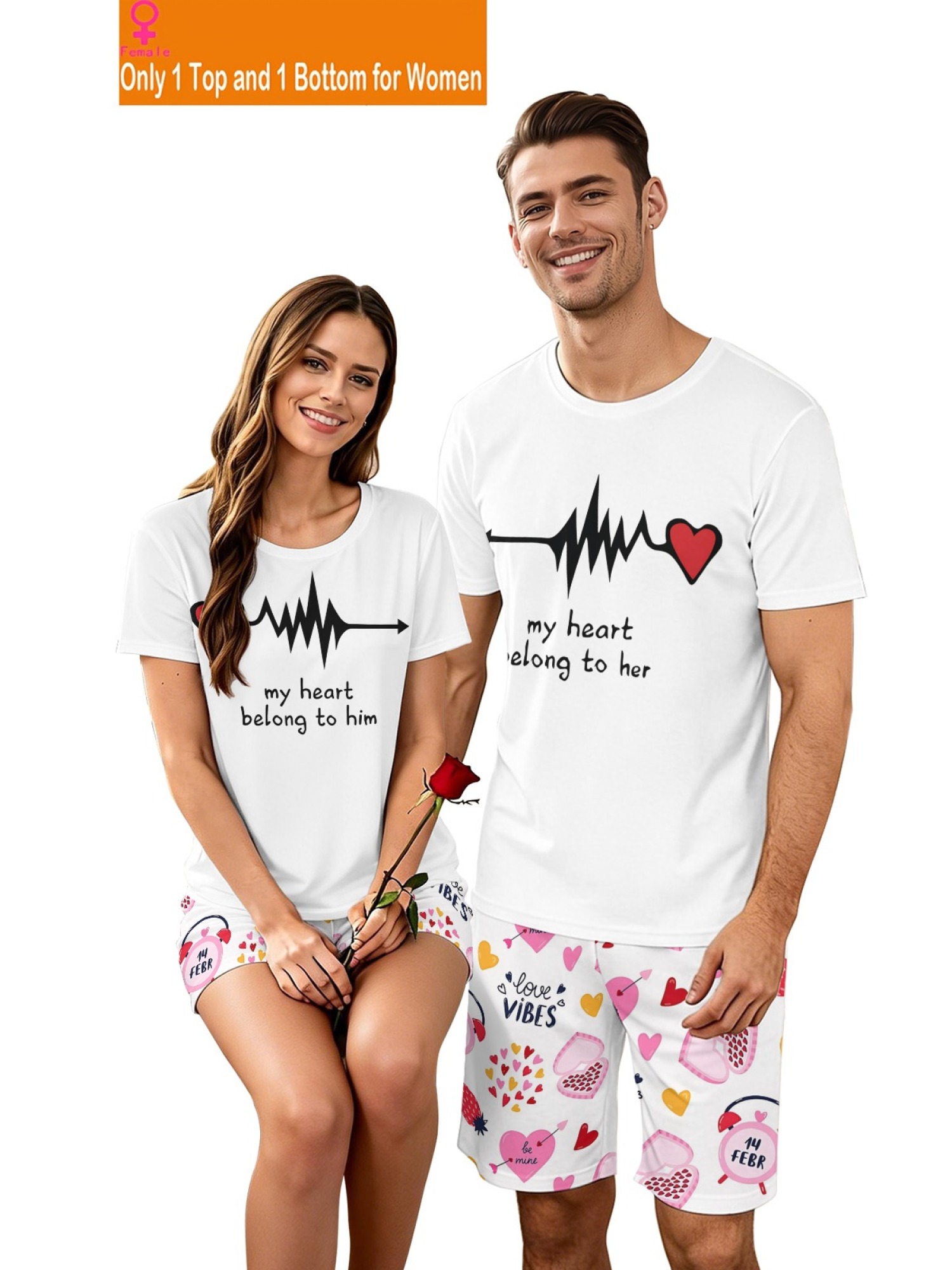 "True Love" Matching Couple Streetwear Set – T-Shirt & Shorts Summer Collection