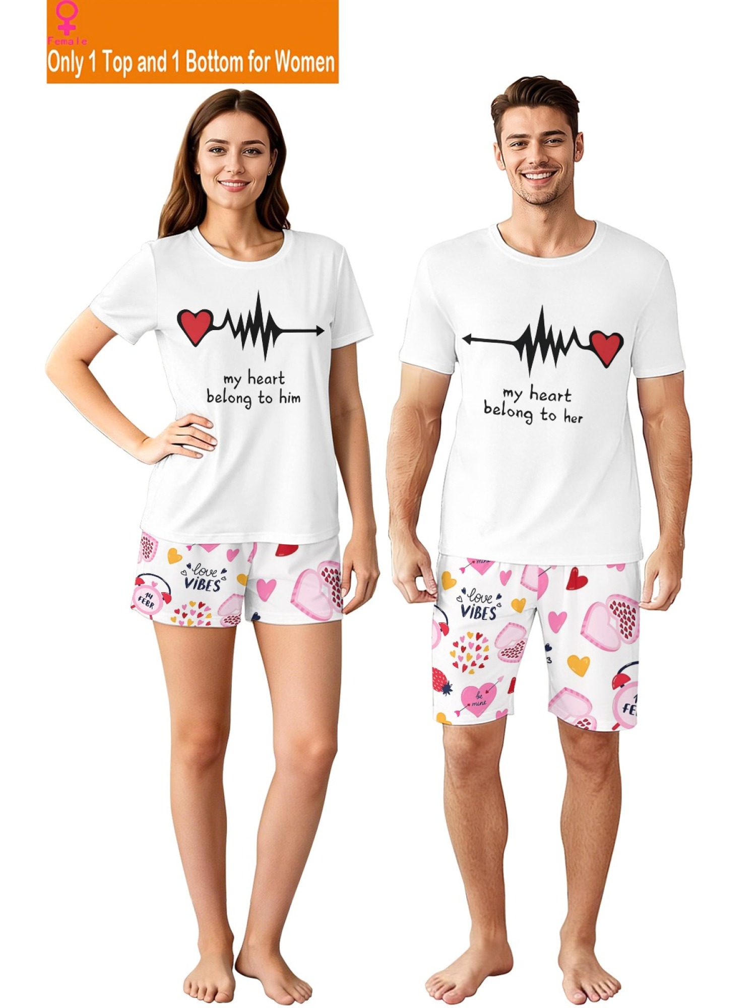 "True Love" Matching Couple Streetwear Set – T-Shirt & Shorts Summer Collection