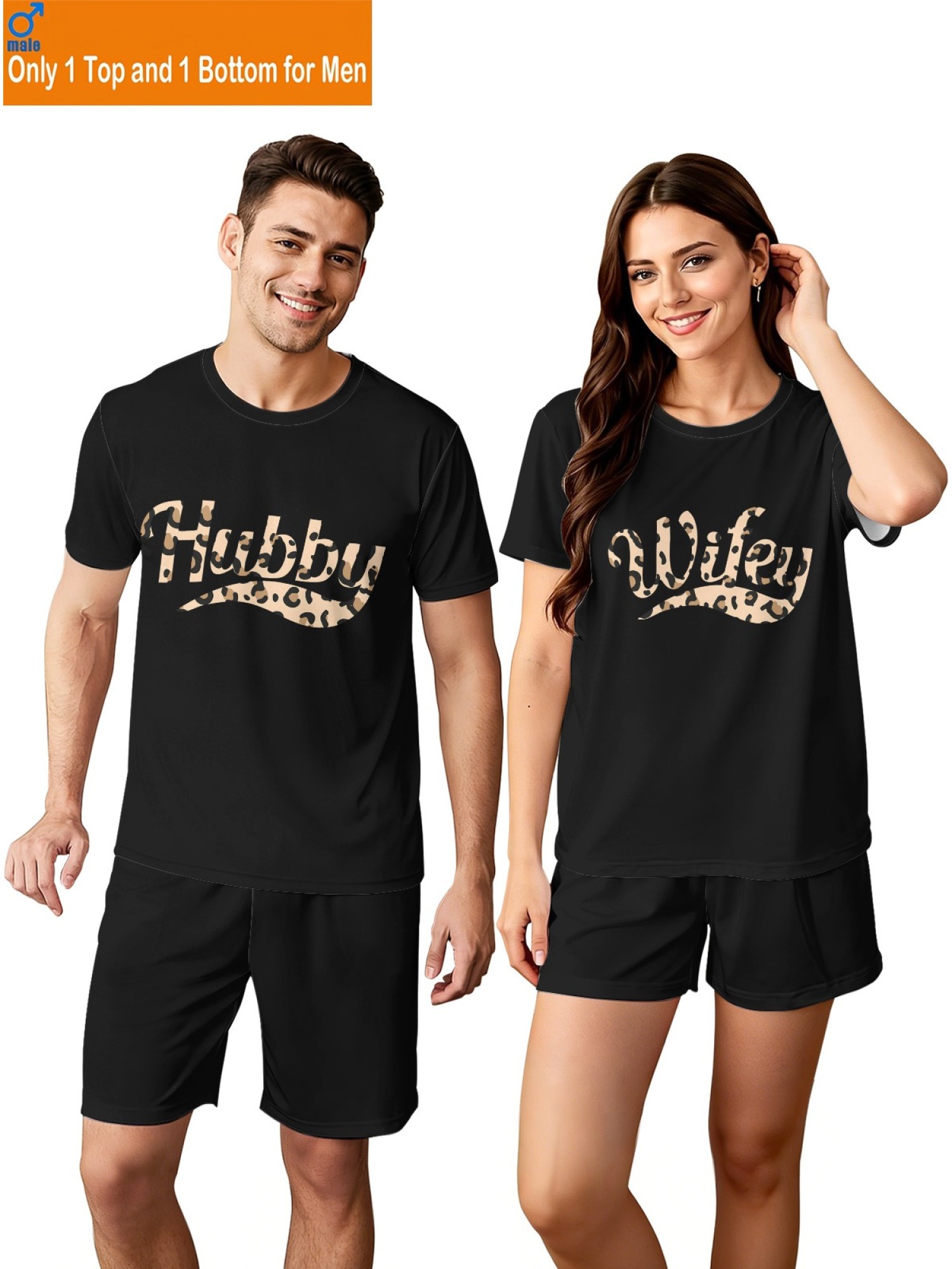 "Hubby & Wifey" Leopard Print Matching Couples Set | Wedding & Anniversary Outfit