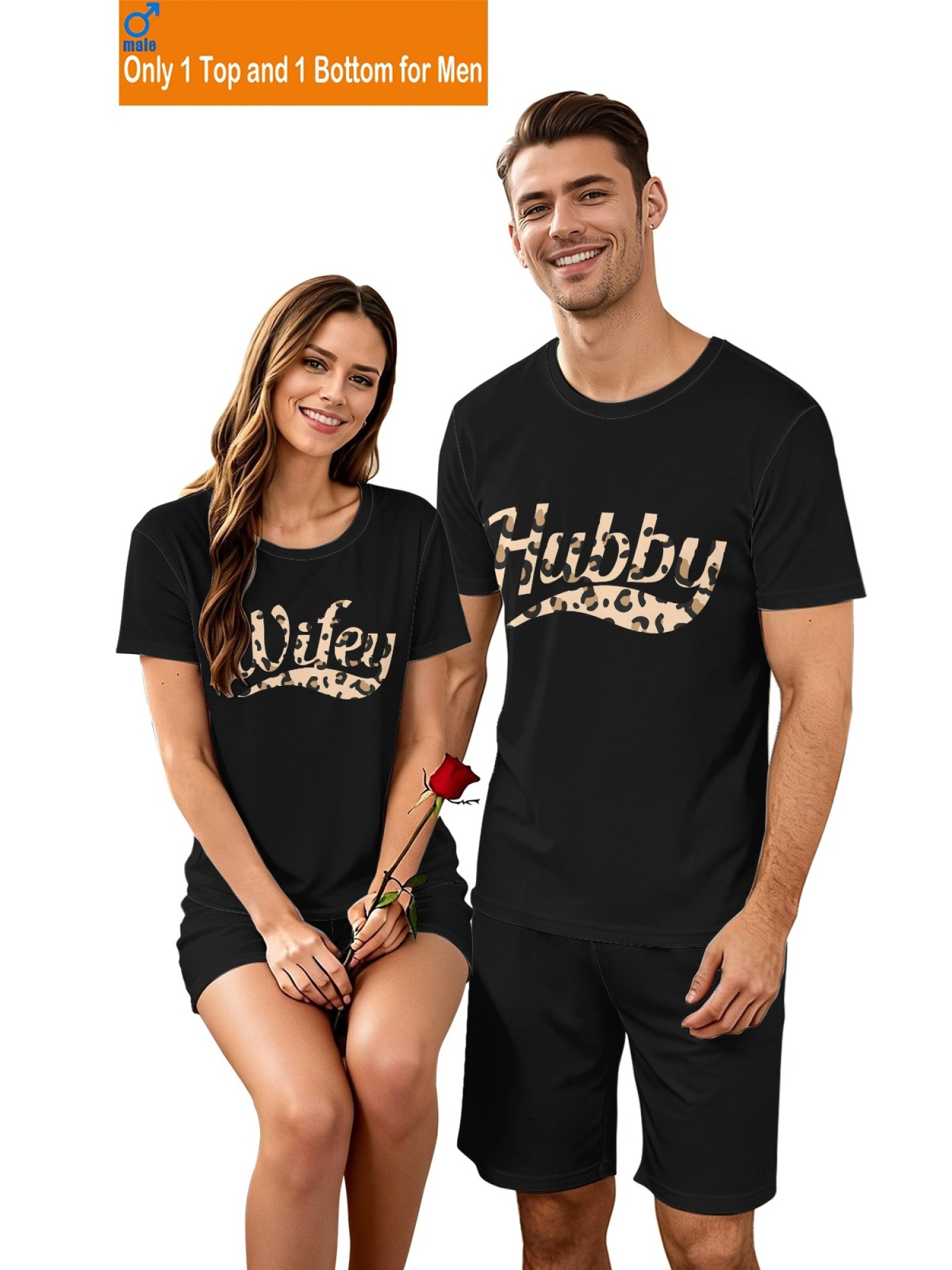 "Hubby & Wifey" Leopard Print Matching Couples Set | Wedding & Anniversary Outfit