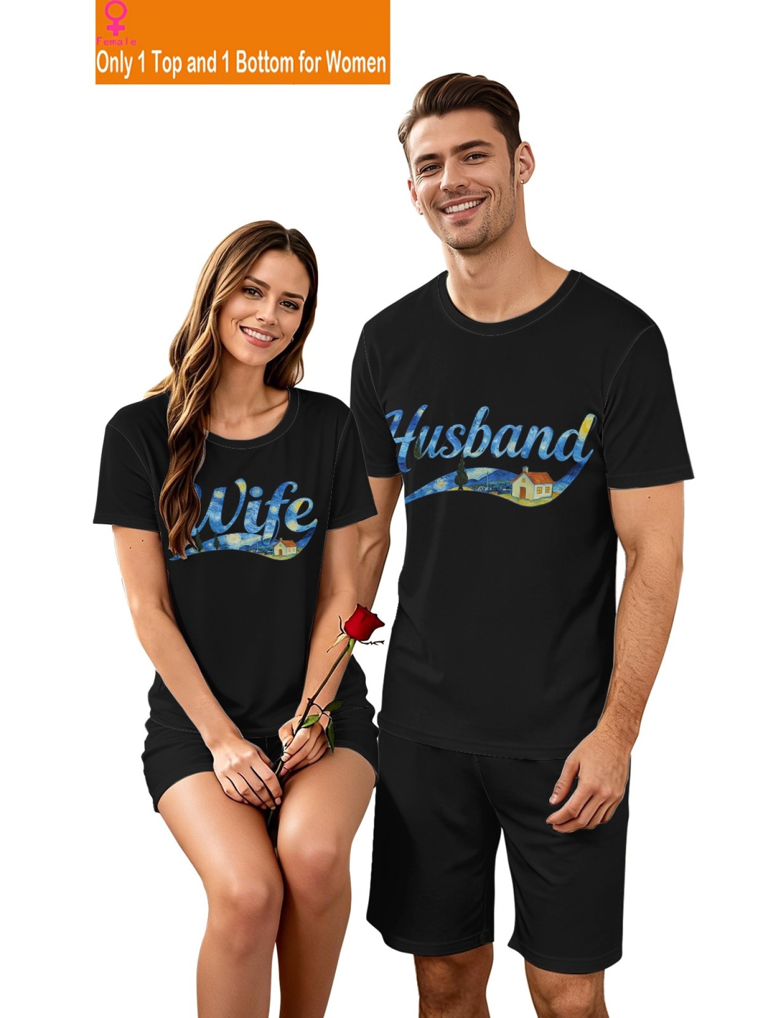 "Starry Night" Husband & Wife Matching Couples Set | Van Gogh Art Print Summer Outfit