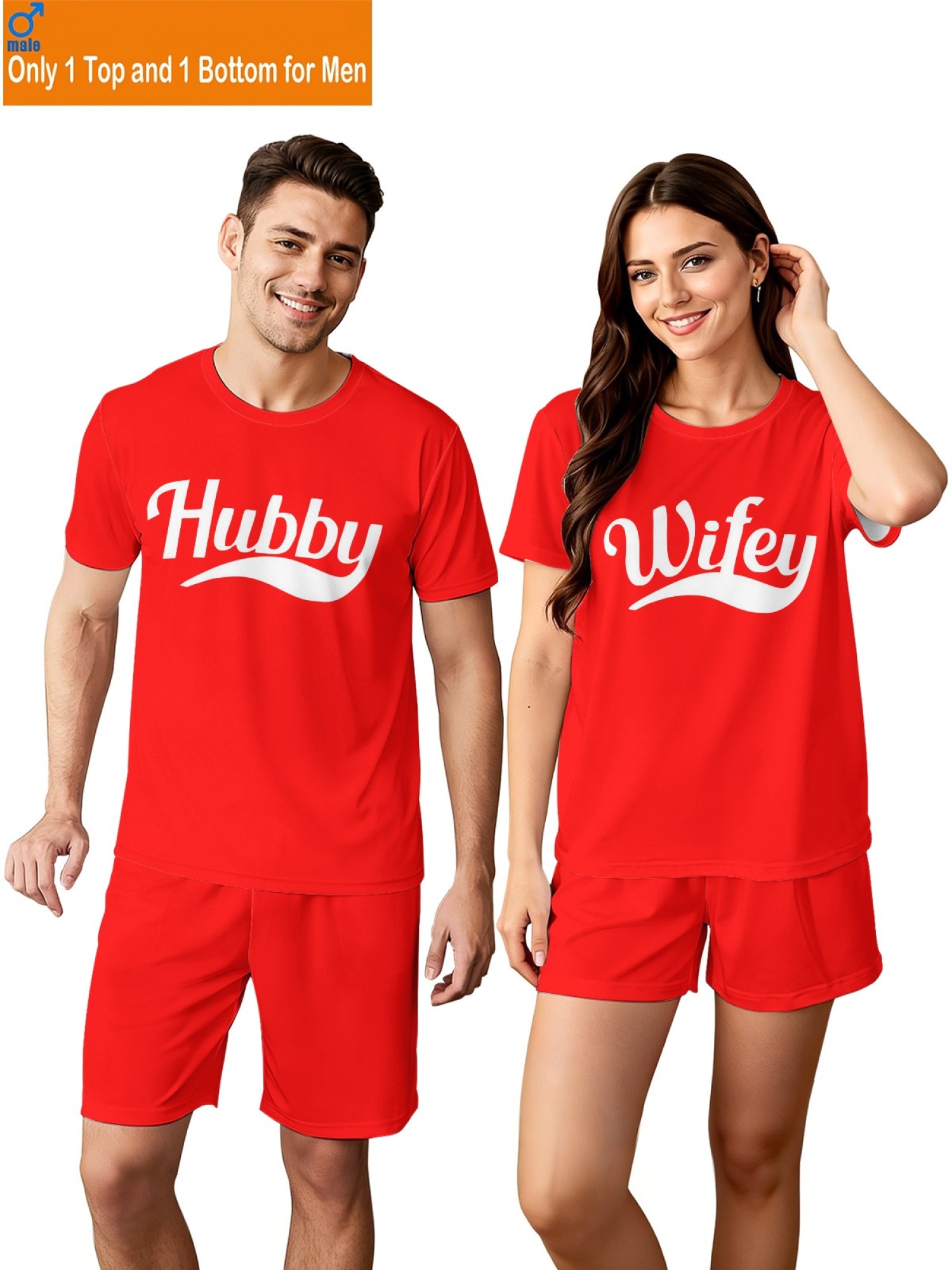 "Hubby & Wifey" Classic Matching Outfit | Sporty Couple T-Shirt & Shorts Set