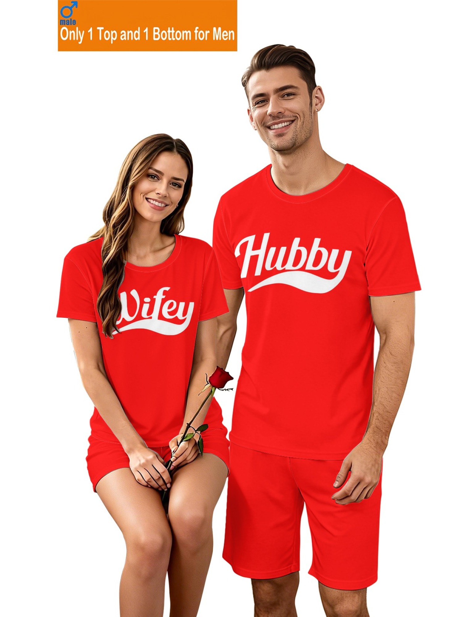 "Hubby & Wifey" Classic Matching Outfit | Sporty Couple T-Shirt & Shorts Set