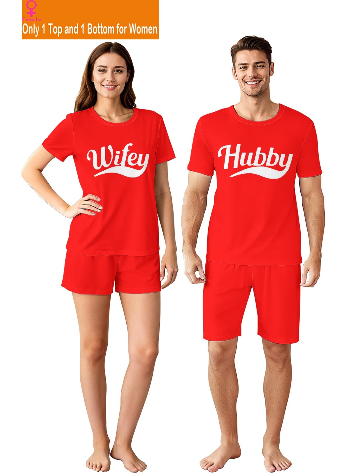 "Hubby & Wifey" Classic Matching Outfit | Sporty Couple T-Shirt & Shorts Set