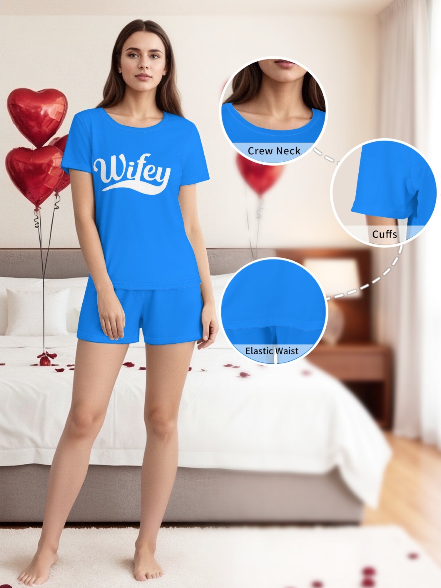 "Hubby & Wifey" Classic Matching Outfit | Sporty Couple T-Shirt & Shorts Set