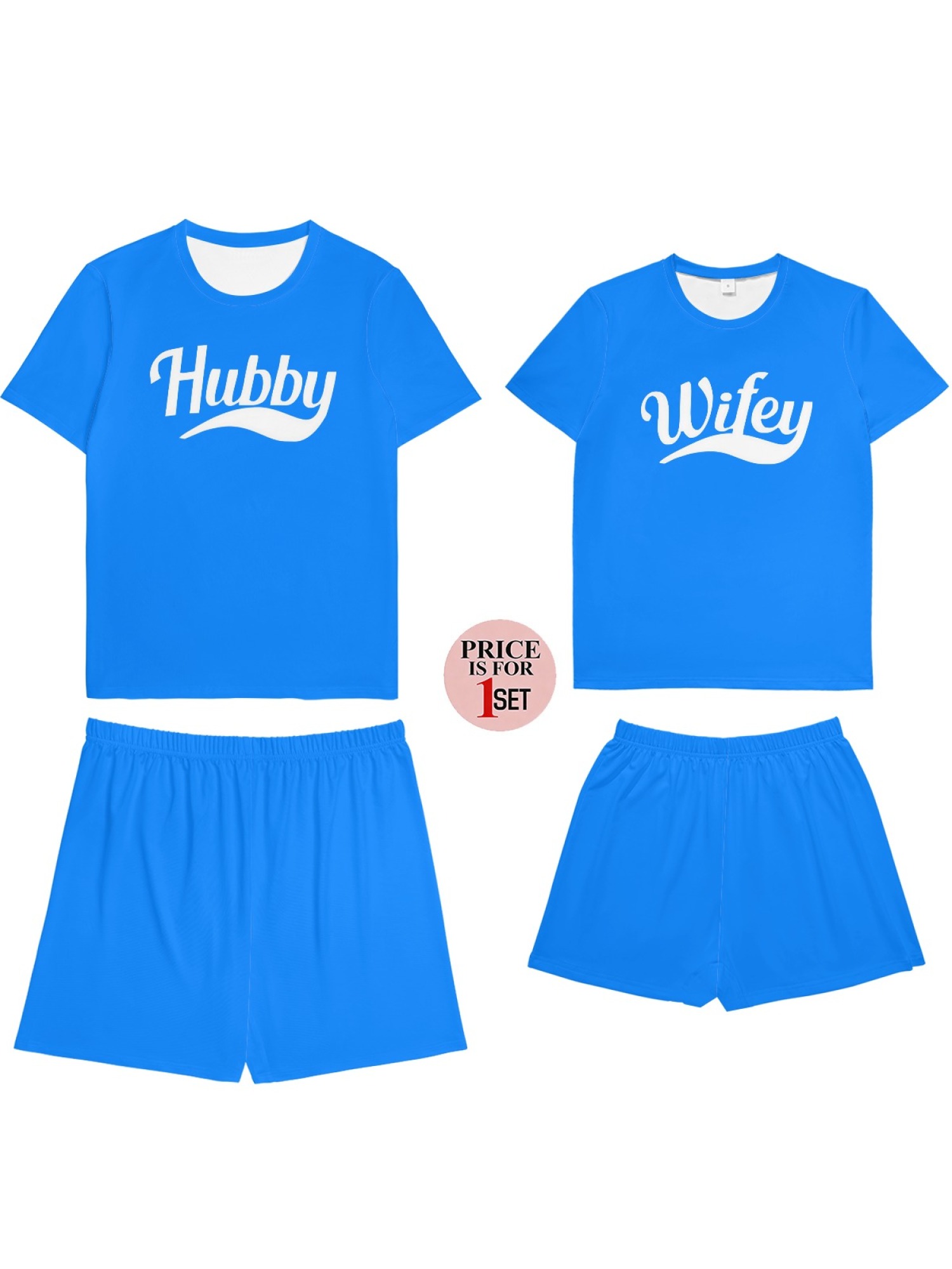 "Hubby & Wifey" Classic Matching Outfit | Sporty Couple T-Shirt & Shorts Set